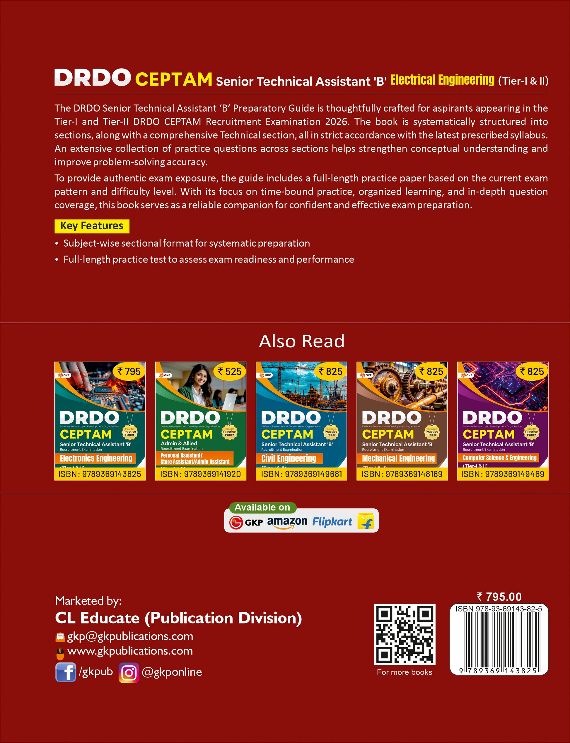 DRDO CEPTAM 2026: Senior Technical Assistant-B - Electrical Engineering (Tier-1 & 2) | Includes Full-Length Practice Paper | DRDO CEPTAM STA-B Electrical Exam Prep Guide - GK Publications