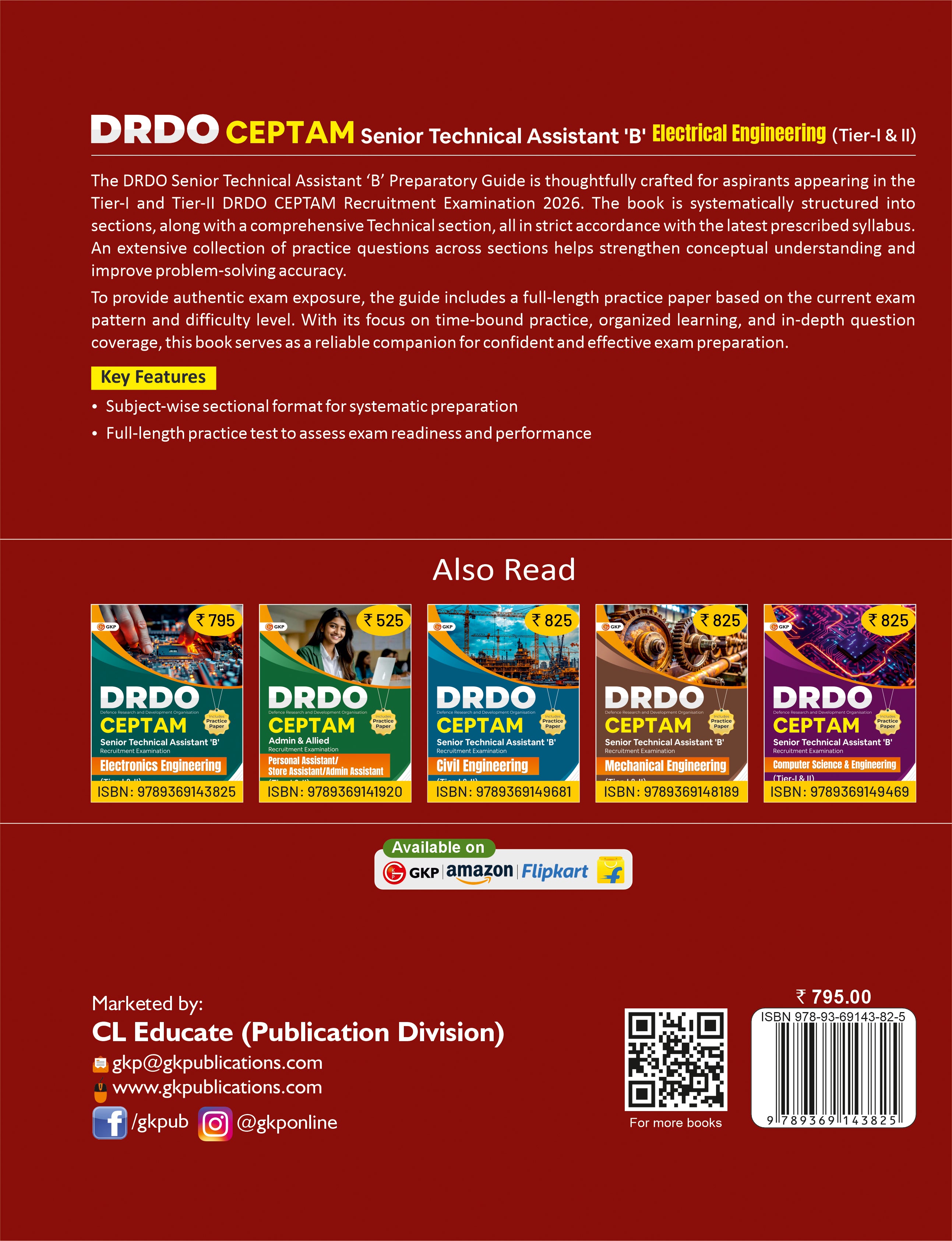 DRDO CEPTAM 2026: Senior Technical Assistant-B - Electrical Engineering (Tier-1 & 2) | Includes Full-Length Practice Paper | DRDO CEPTAM STA-B Electrical Exam Prep Guide - GK Publications