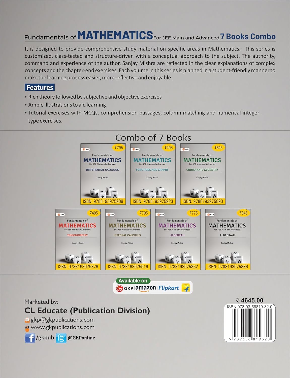 IIT-JEE 2025: Fundamentals of Mathematics Guide (Set of 7) for JEE Main & Advanced | By Sanjay Mishra | Also Useful for BITSAT, AIEEE & Engineering Entrance Exams