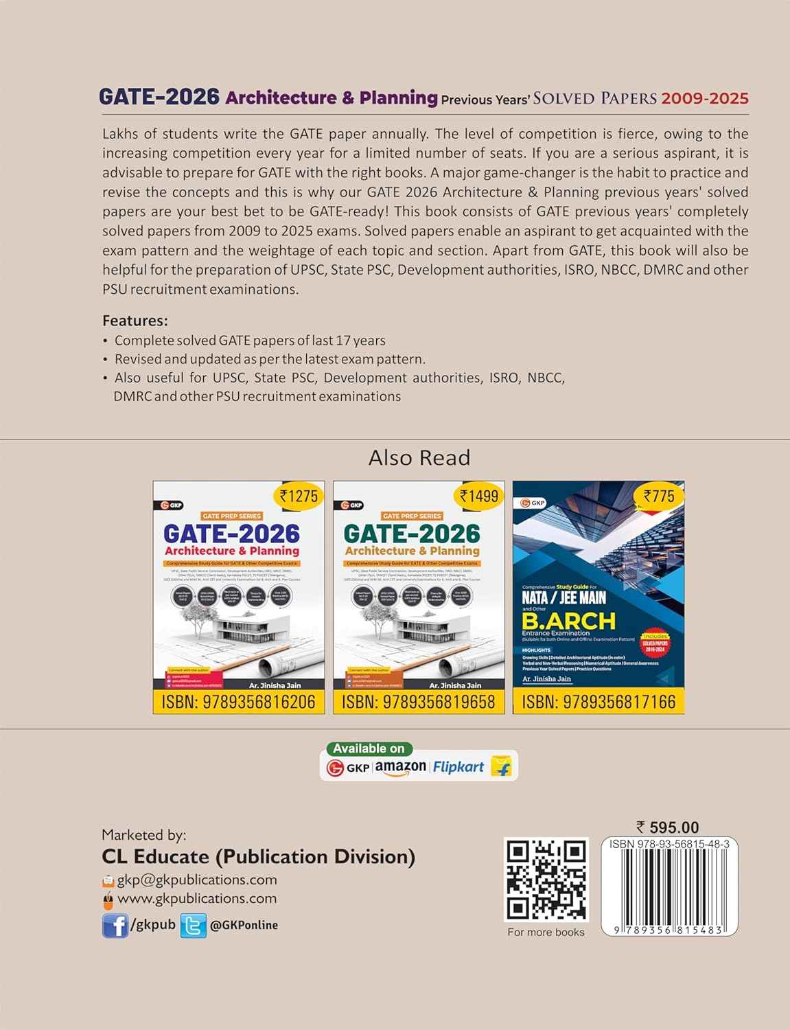 GATE 2026: Architecture & Planning – Previous Years Solved Papers 2009-2025 | Includes UPSC-CPWD Solved Papers | ISRO Solved Paper | Practice Paper
