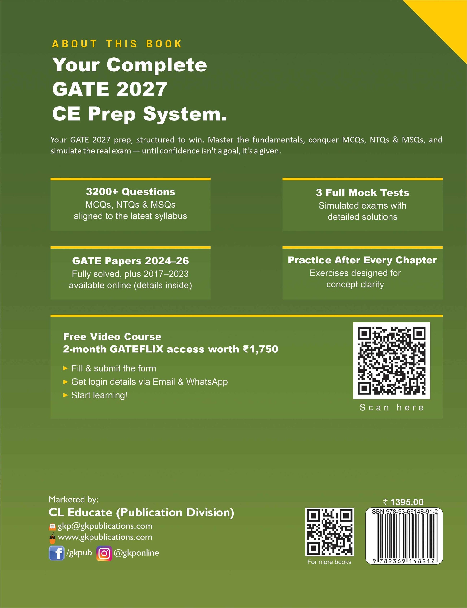 GATE-CE 2027 Study Guide | Civil Engineering | 3200+ MCQs, NTQs & MSQ | 2024-2026 Solved Papers & 3 Mock Tests | GATE-CE Exam Prep Guide - GK Publications