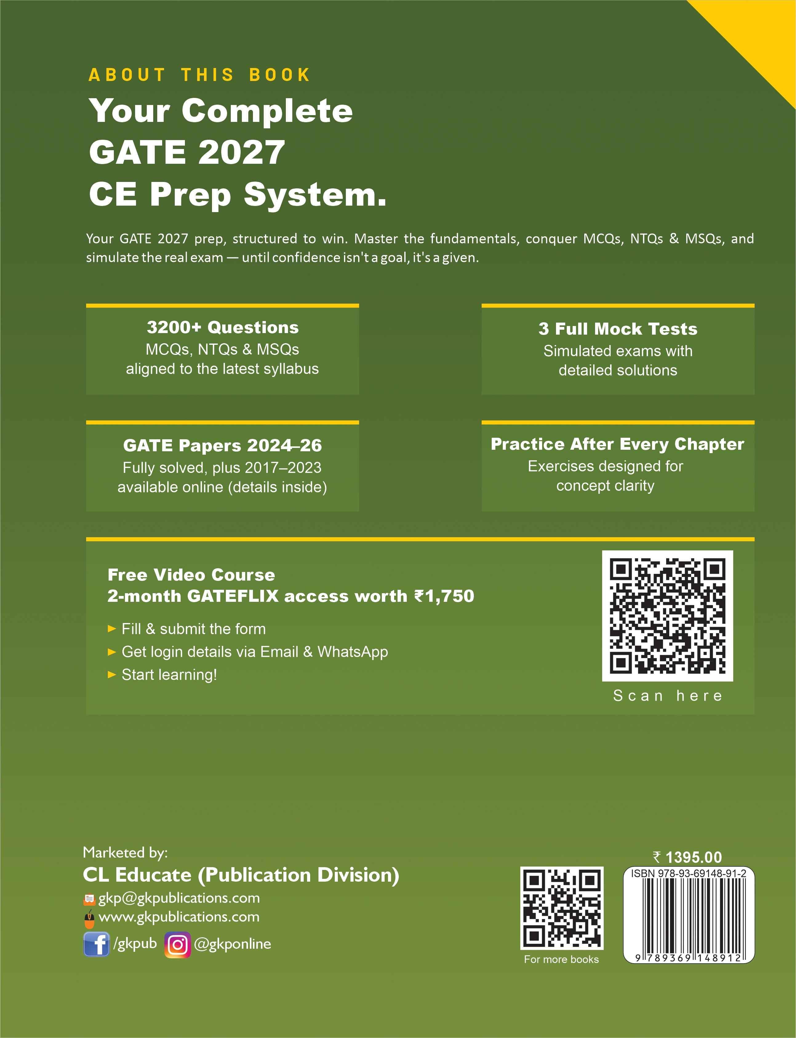 GATE-CE 2027 Study Guide | Civil Engineering | 3200+ MCQs, NTQs & MSQ | 2024-2026 Solved Papers & 3 Mock Tests | GATE-CE Exam Prep Guide - GK Publications