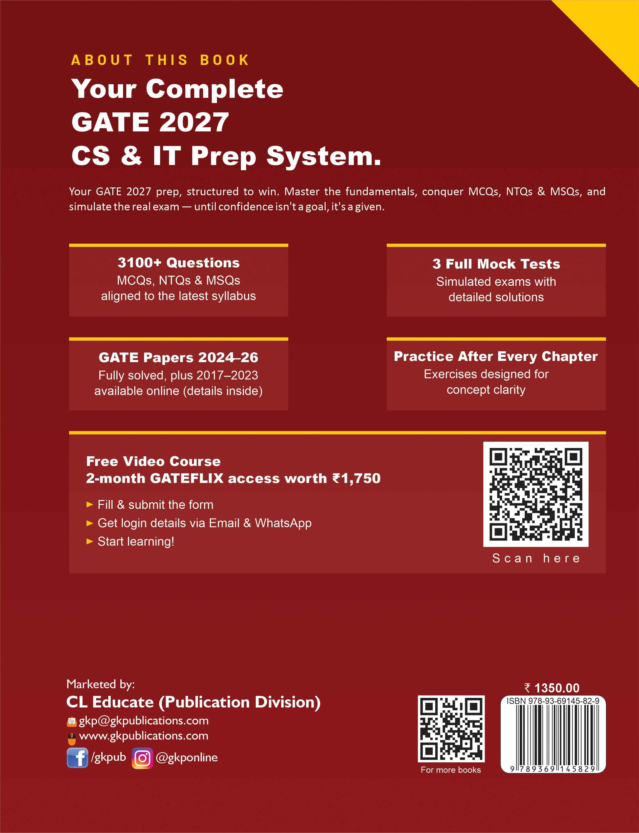GATE-CS/IT 2027 Study Guide | Computer Science & Information Technology | 3100+ MCQs, NTQs & MSQ | 2024-2026 Solved Papers & 3 Mock Tests | GATE CS & IT Exam Prep Guide - GK Publications