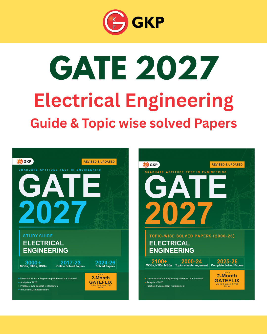 GATE 2027: Electrical Engineering Preparation Set (Complete Study Guide + Topic-wise PYQs Solved Papers of 2000-2025) | GATE-EE Prep Guide + Solved Papers | GATE Electrical Engg. Exam Prep Combo | Set of 2 Books - GK Publications