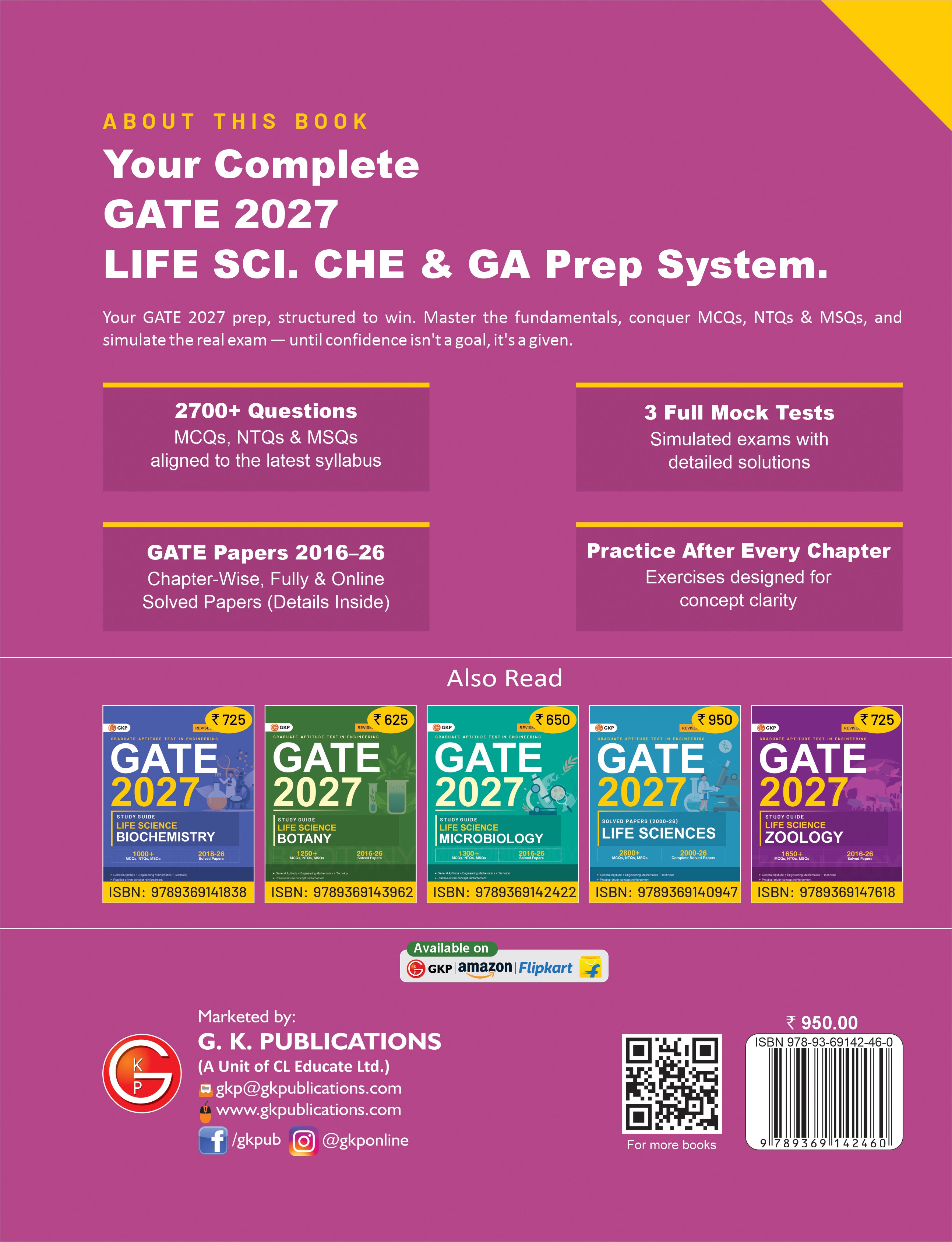 GATE 2027 : Life Science - Chemistry & General Aptitude (Compulsory) - Guide by Dr. Prabhanshu Kumar, Er. Preeti T. Kumar