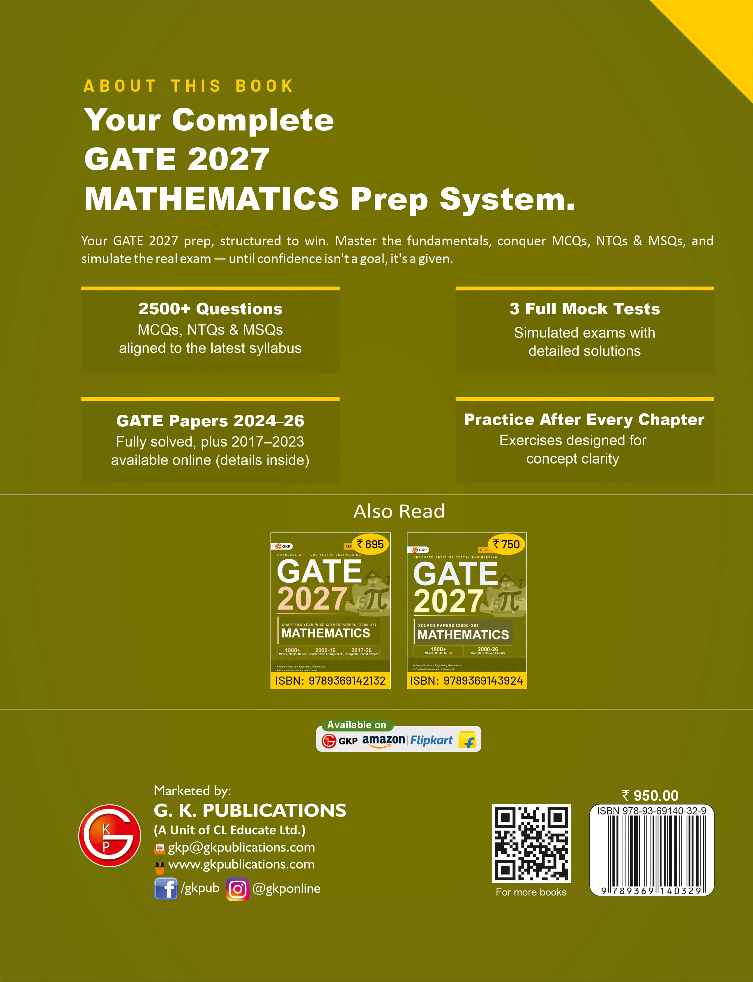 GATE 2027 Mathematics Study Guide | 2500+ Practice MCQs, NTQs & MSQs | 7 years Online Solved Papers (2017-2023) | 3 Years Solved Papers (2024-2026) | GATE Prep Series