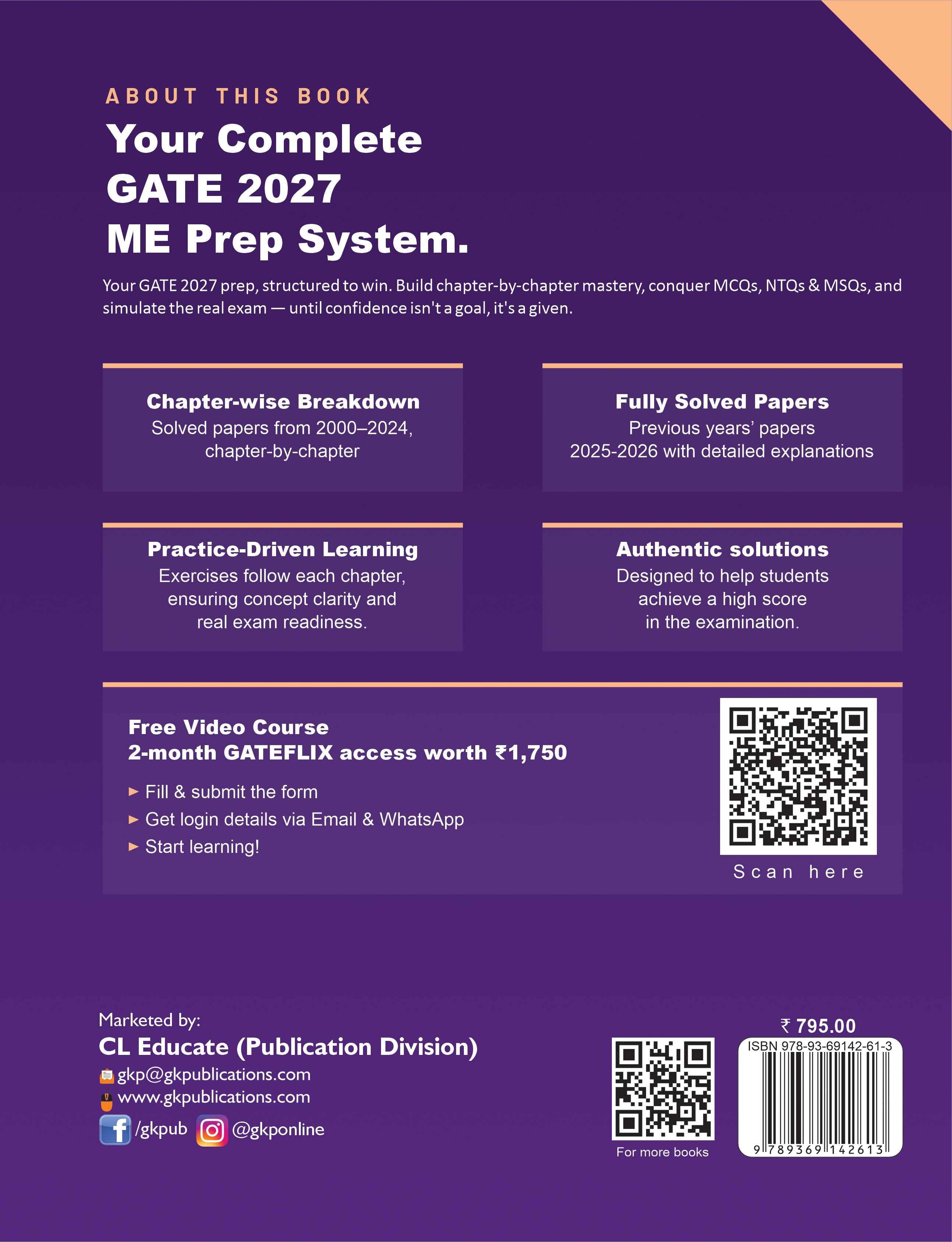 GATE-ME 2027 Chapter-wise Solved Papers (2000-2026) | Mechanical Engineering | 27 Years PYQ Breakdown with Detailed Solutions & Fully Solved 2025-26 Papers | GATE-ME Exam Prep Papers - GK Publications
