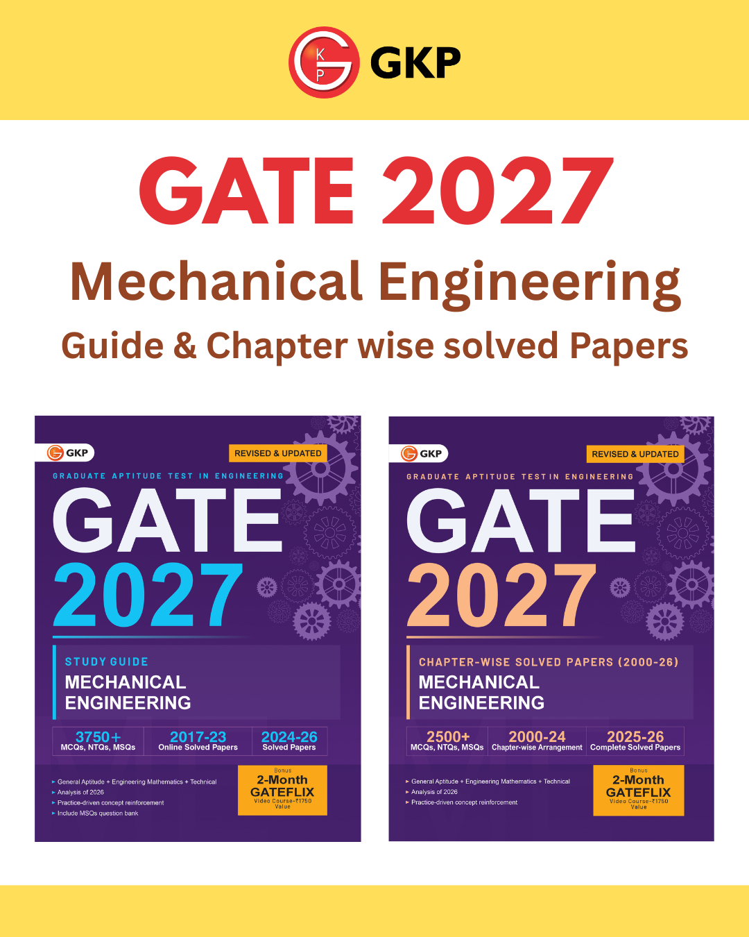 GATE 2027: Mechanical Engineering Preparation Set (Complete Study Guide + Chapter-wise PYQs Solved Papers of 2000-2025) | GATE-ME Prep Guide + Solved Papers | GATE Mechanical Engg. Exam Prep Combo | Set of 2 Books - GK Publications