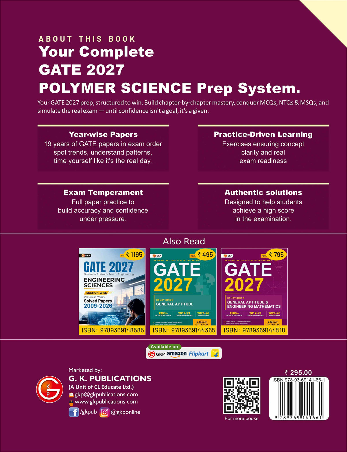 GATE XE-F 2027 : Polymer Science & Engineering Solved Papers (2008-2026) by Rama Gour – back cover
