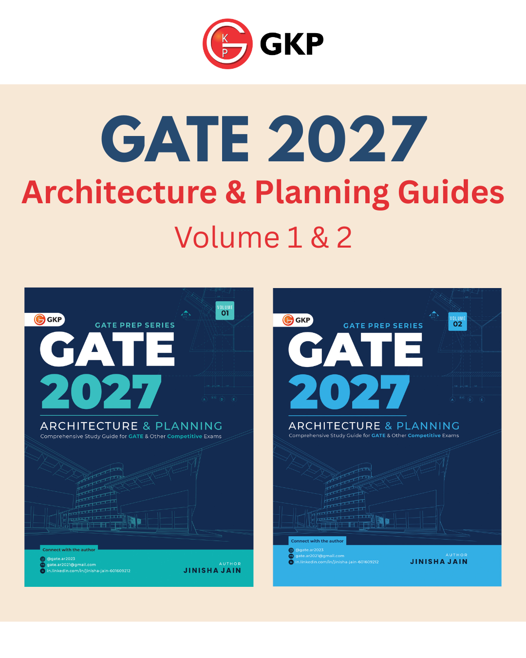 GATE-AR 2027 Preparation Set | Theory Guide Vol-1 + Practice Book Vol-2 | Architecture & Planning By Ar. Jinisha Jain | GATE-AR Exam Prep Combo of 2 Books