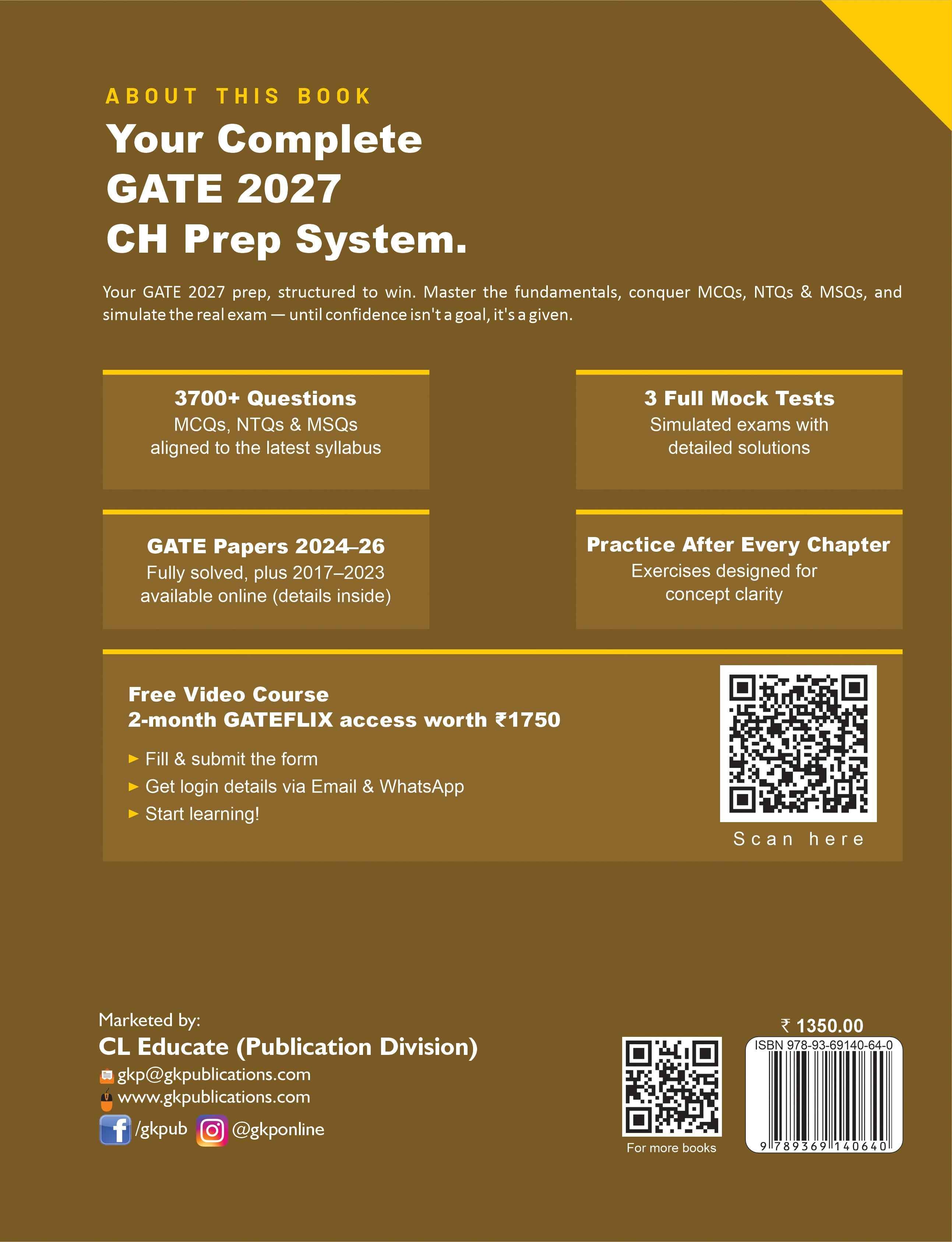 GATE 2027 Chemical Engineering Guide | Comprehensive Theory & Practice | 3700+ MCQs - GK Publications