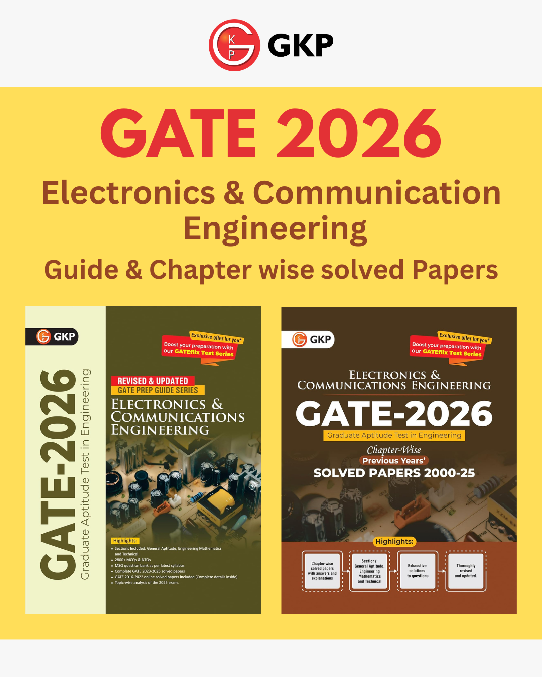 GATE 2026: Electronics & Communication Engineering Preparation Set (Complete Study Guide + Chapter-wise PYQs Solved Papers of 2000-2025) | GATE-ECE Prep Guide + Solved Papers | GATE Electronics & Comm. Engg. Exam Prep Combo | Set of 2 Books