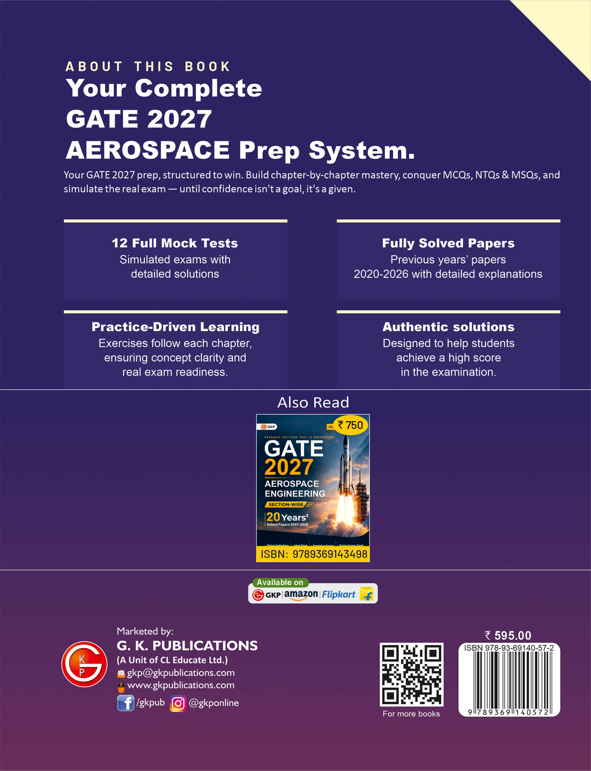GATE-AE 2027: Aerospace Engineering - 12 Mock Tests by Biplab Sadhukhan, Iqbal Singh, Prabhakar Kumar & Ranjay Kr. Singh | 7 Years PYQs (2020-2026) & 1000+ MCQs, NTQs & MSQs | GATE-AE Exam Prep