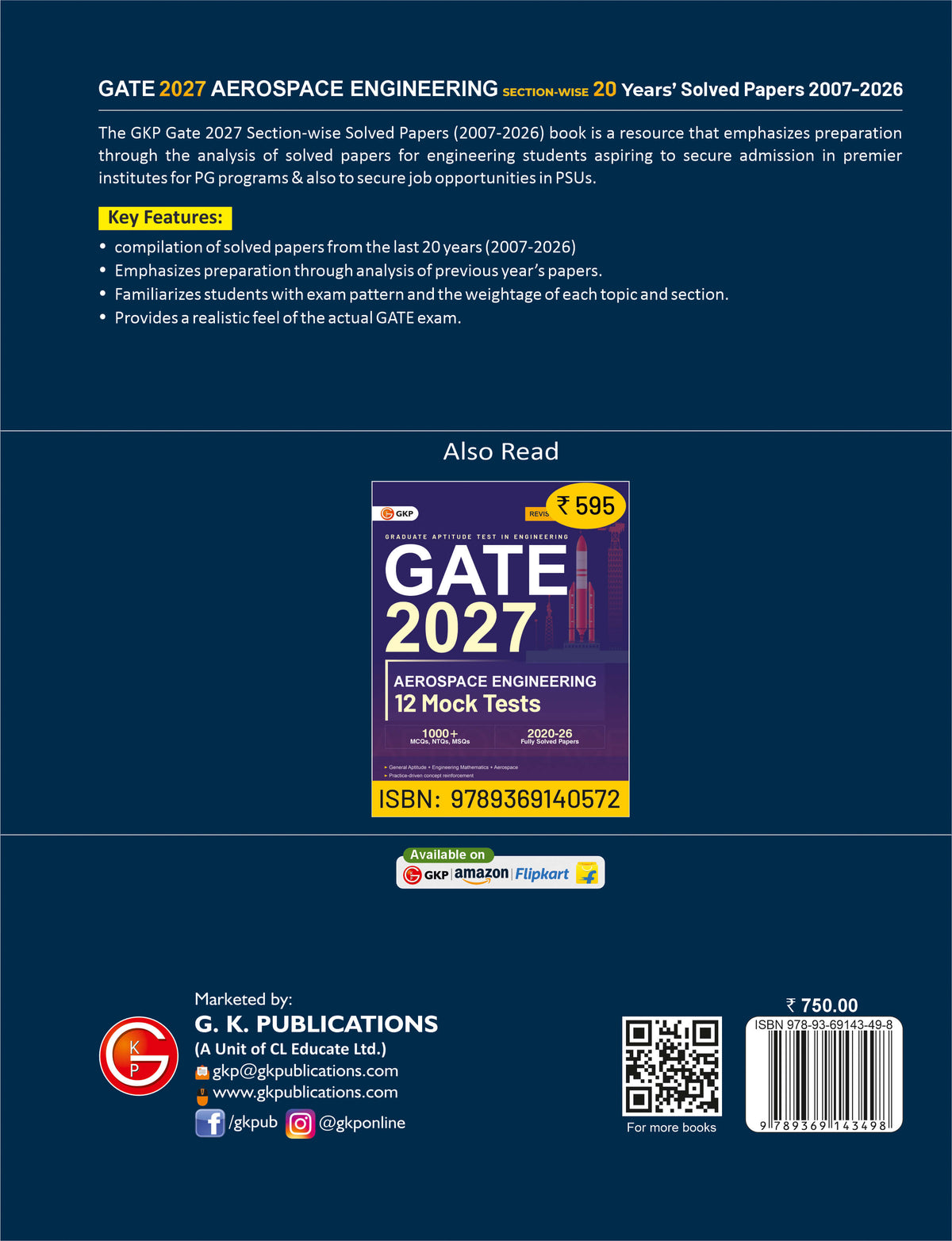 GATE-AE 2027: Aerospace Engineering - 20 Years Section-wise Solved Papers (2007-2026) by Biplab Sadhukhan, Iqbal Singh, Prabhakar Kumar & Ranjay Kr. Singh | GATE-AE Exam Prep