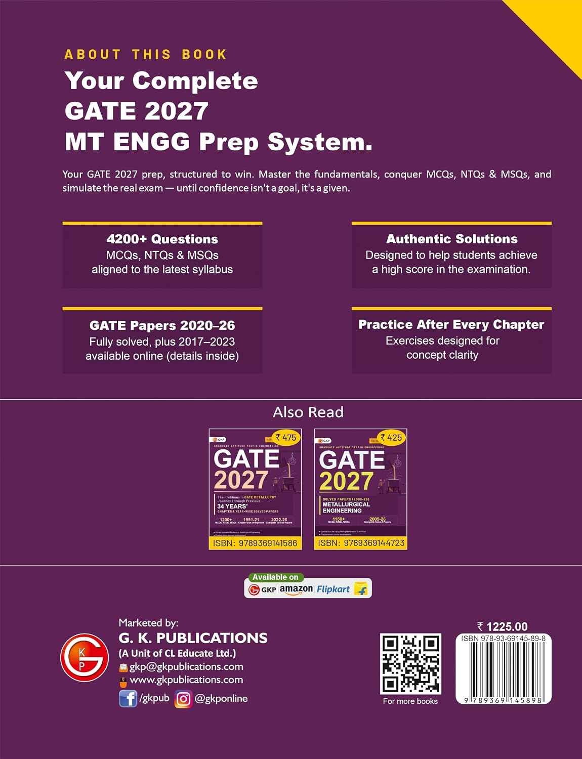 GATE 2027: Metallurgical Engineering Study Guide | 4200+ MCQs, NTQs & MSQs | 6 Years Solved Papers (2020-2026) | Practice Chapter Exercises | GATE Prep Series
