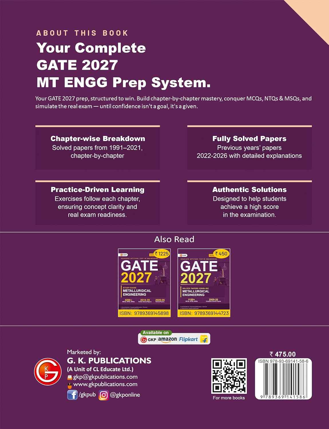 GATE 2027: The Problems in GATE Metallurgy | 34 years Chapter-wise & Year-wise Solved Papers (1991-2021) | 2022-2026 Fully Solved Papers | by Satyanarayan Dhal
