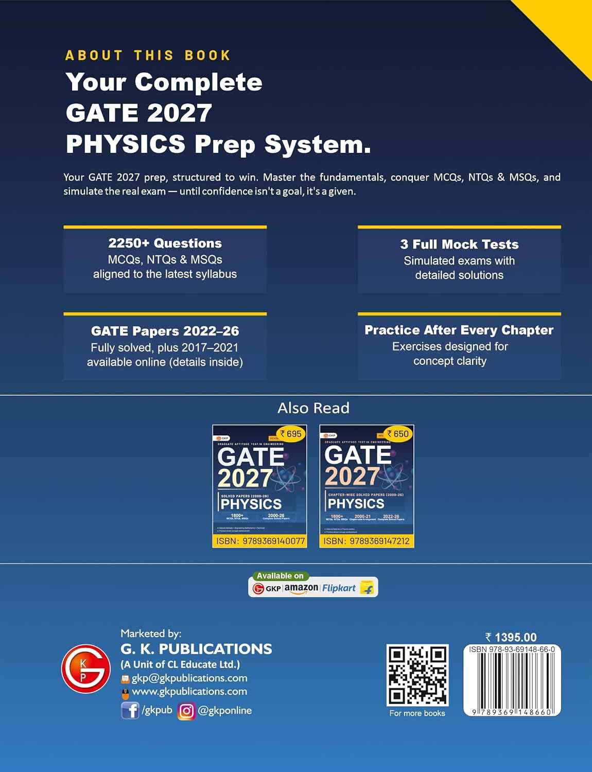 GATE 2027 Physics Study Guide | 2250+ MCQs, NTQs & MSQs | Solved Papers & 3 Full Mock Tests | GATE Prep Series by GKP