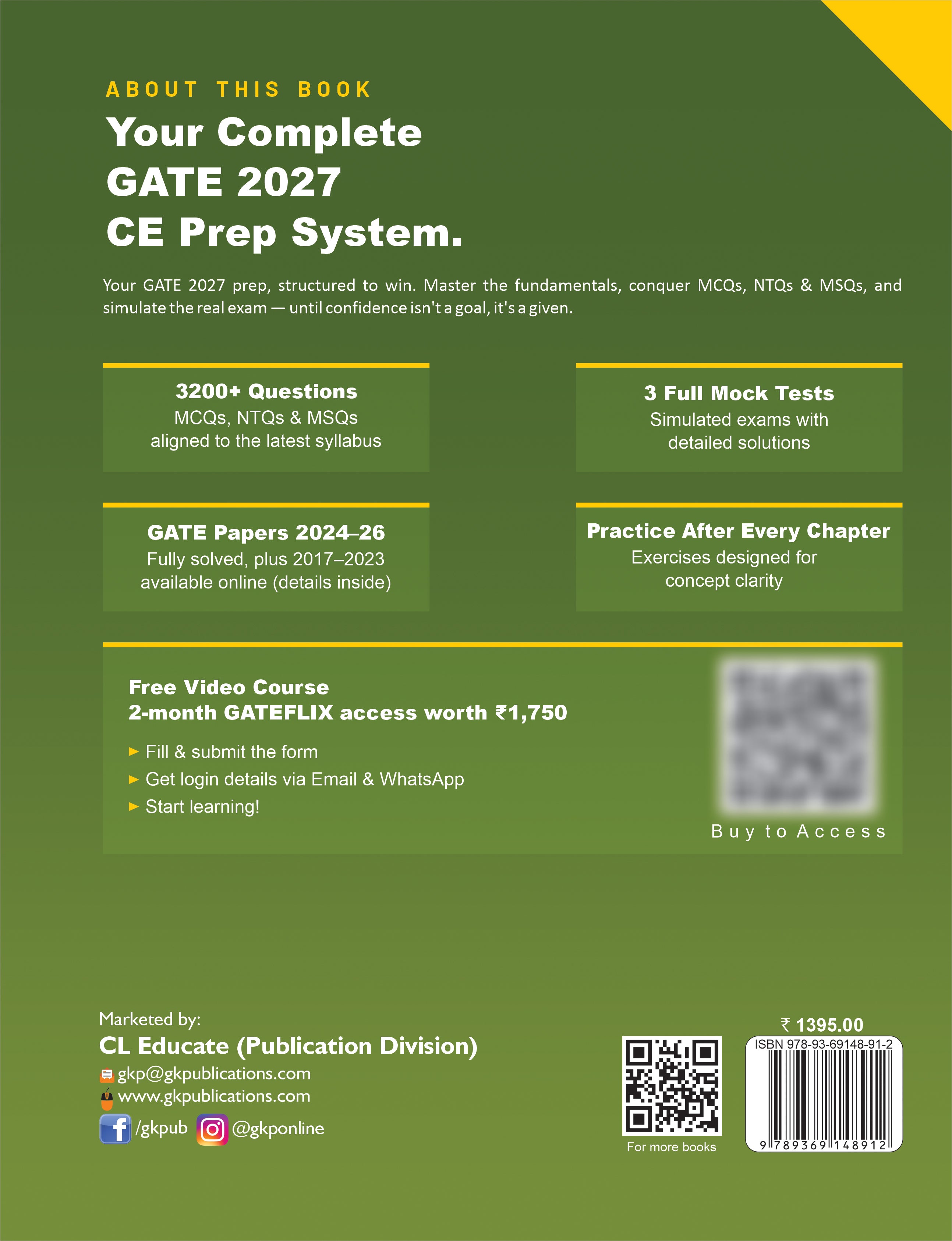 GATE-CE 2027 Study Guide | Civil Engineering | 3200+ MCQs, NTQs & MSQ | 2024-2026 Solved Papers & 3 Mock Tests | GATE-CE Exam Prep Guide