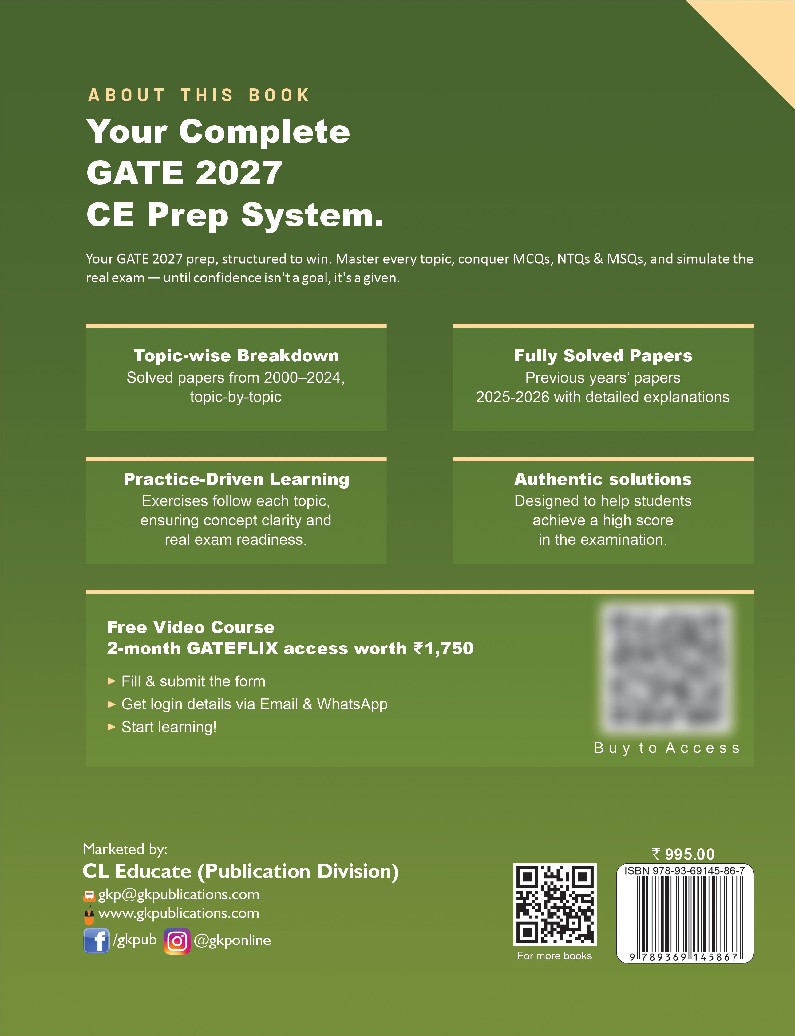 GATE-CE 2027 Topic-wise Solved Papers (2000-2026) | Civil Engineering | 27 Years PYQ Breakdown with Detailed Solutions & Fully Solved 2025-26 Papers | GATE-CE Exam Prep Papers