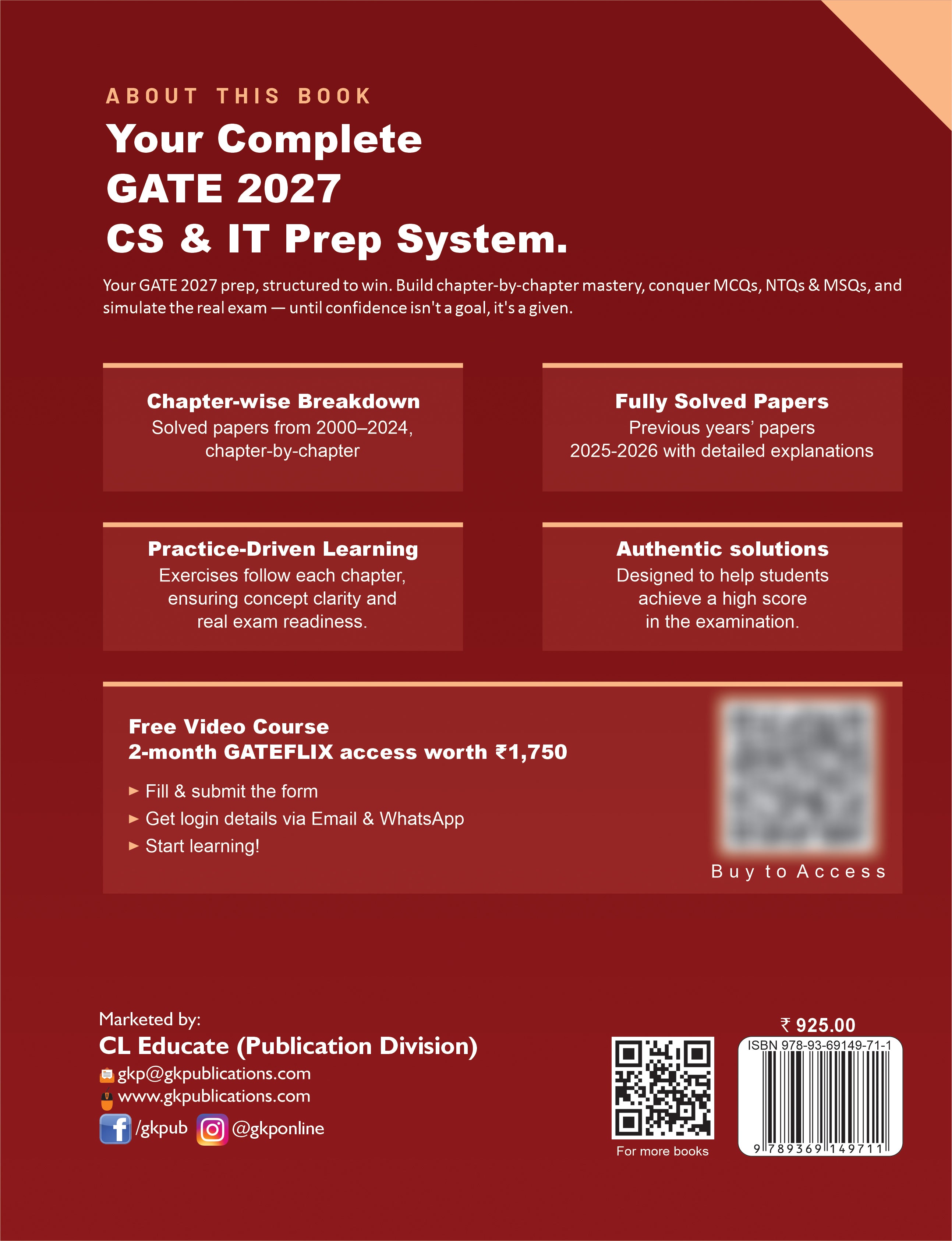 GATE-CS/IT 2027 Chapter-wise Solved Papers (2000-2026) | Computer Science & IT Engineering | 27 Years PYQ Breakdown with Detailed Solutions & Fully Solved 2025-26 Papers | GATE CS/IT Exam Prep Papers