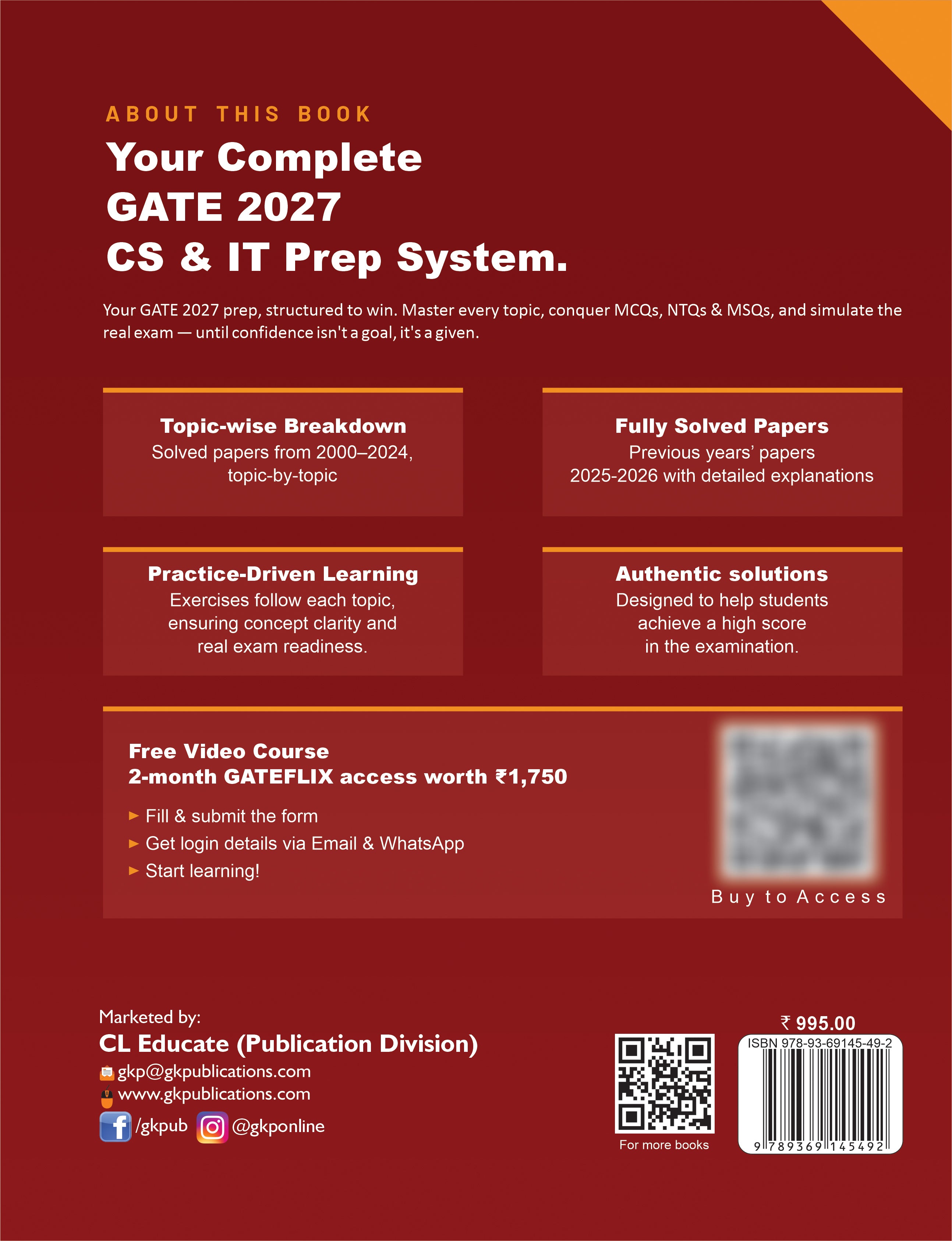 GATE-CS/IT 2027 Topic-wise Solved Papers (2000-2026) | Computer Science & IT Engineering | 27 Years PYQ Breakdown with Detailed Solutions & Fully Solved 2025-26 Papers | GATE CS/IT Exam Prep Papers