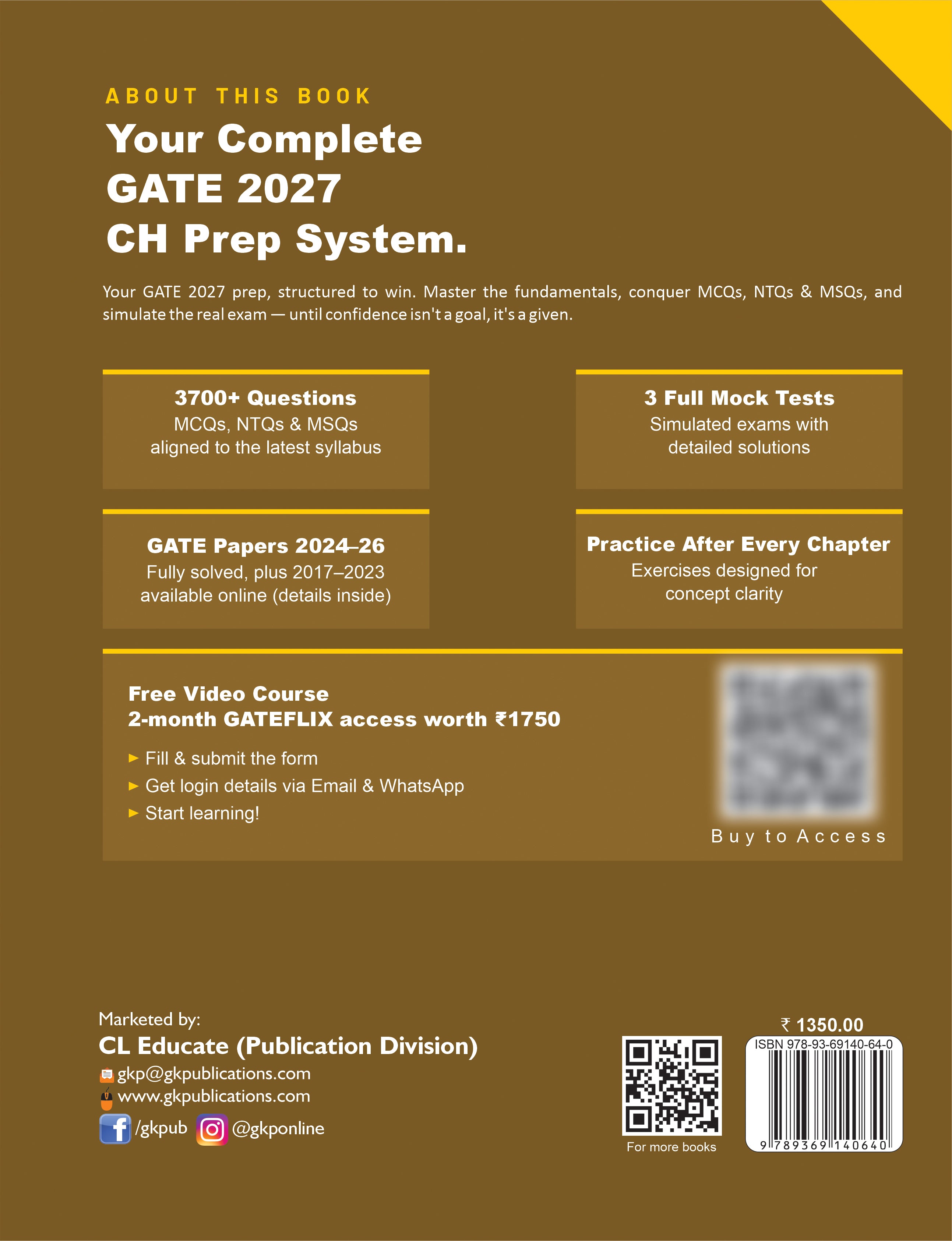 GATE-CH 2027 Study Guide | Chemical Engineering | 3700+ MCQs, NTQs & MSQ | 2024-2026 Solved Papers & 3 Mock Tests | GATE-CH Exam Prep Guide