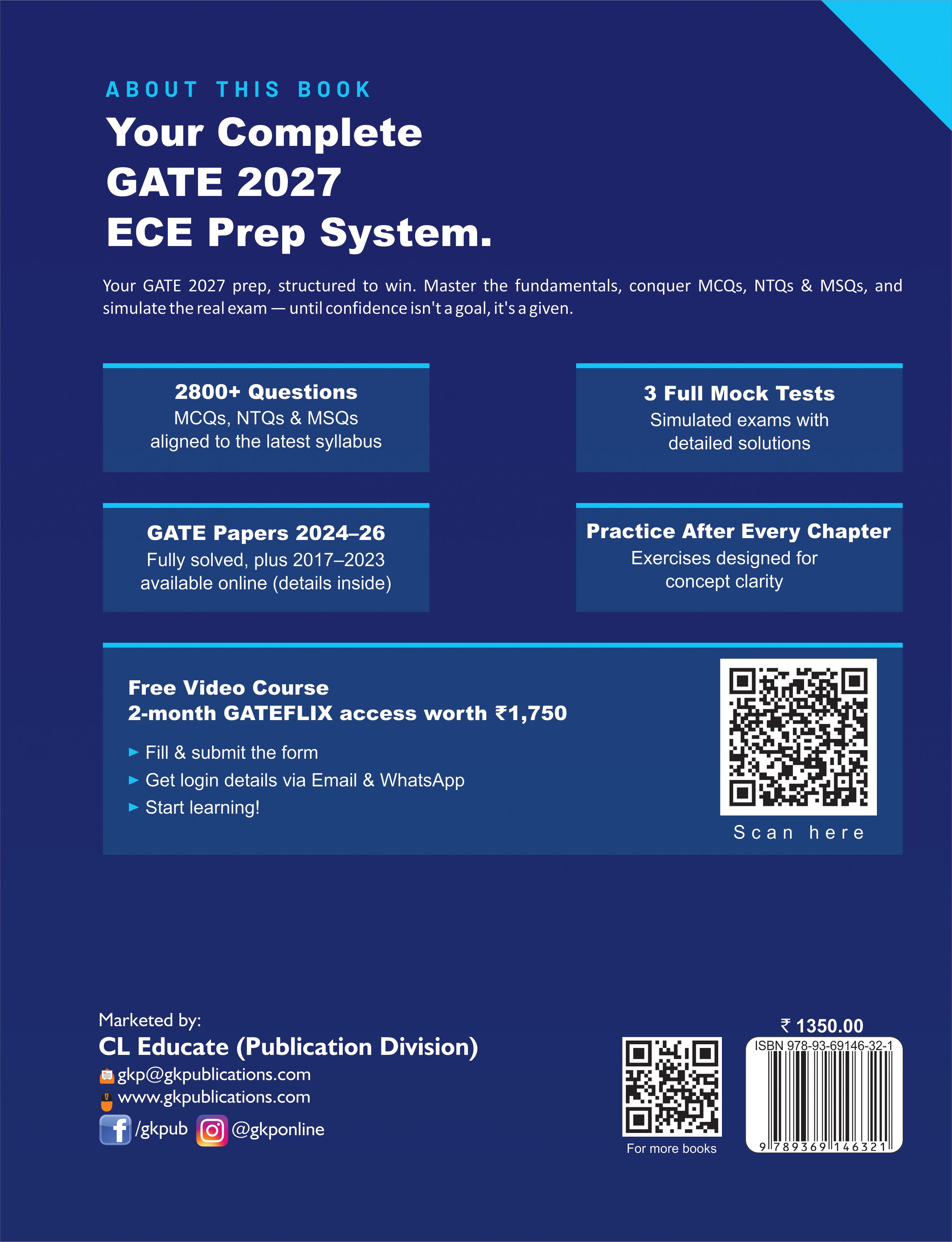 GATE-ECE 2027 Study Guide | Electronics & Communication Engineering | 2800+ MCQs, NTQs & MSQ | 2024-2026 Solved Papers & 3 Mock Tests | GATE-ECE Exam Prep Guide