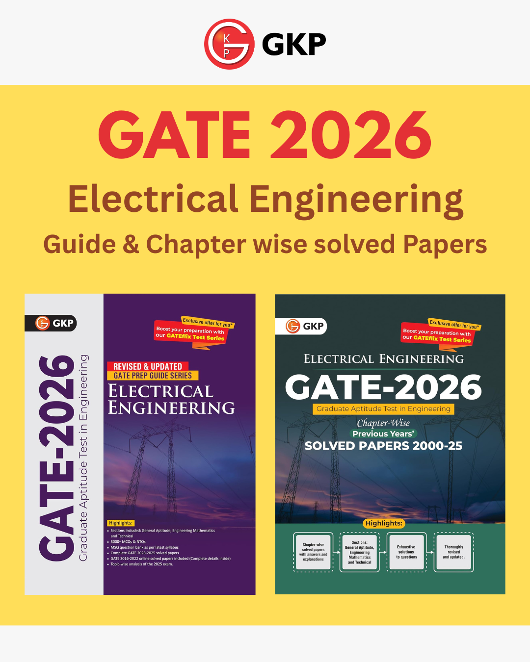 GATE 2026: Electrical Engineering Preparation Set (Complete Study Guide + Chapter-wise PYQs Solved Papers of 2000-2025) | GATE-EE Prep Guide + Solved Papers | GATE Electrical Engg. Exam Prep Combo | Set of 2 Books