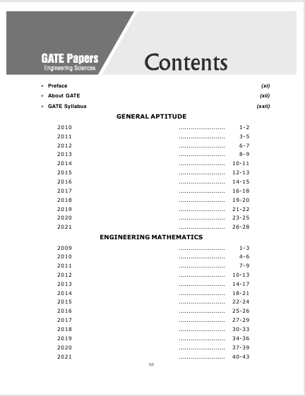 GATE XE 2027 : Engineering Sciences Previous Years' Section-Wise Solved Papers (2009-2026) – table of contents, page 1