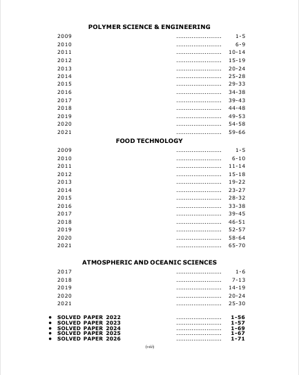 GATE XE 2027 : Engineering Sciences Previous Years' Section-Wise Solved Papers (2009-2026) – table of contents, page 4