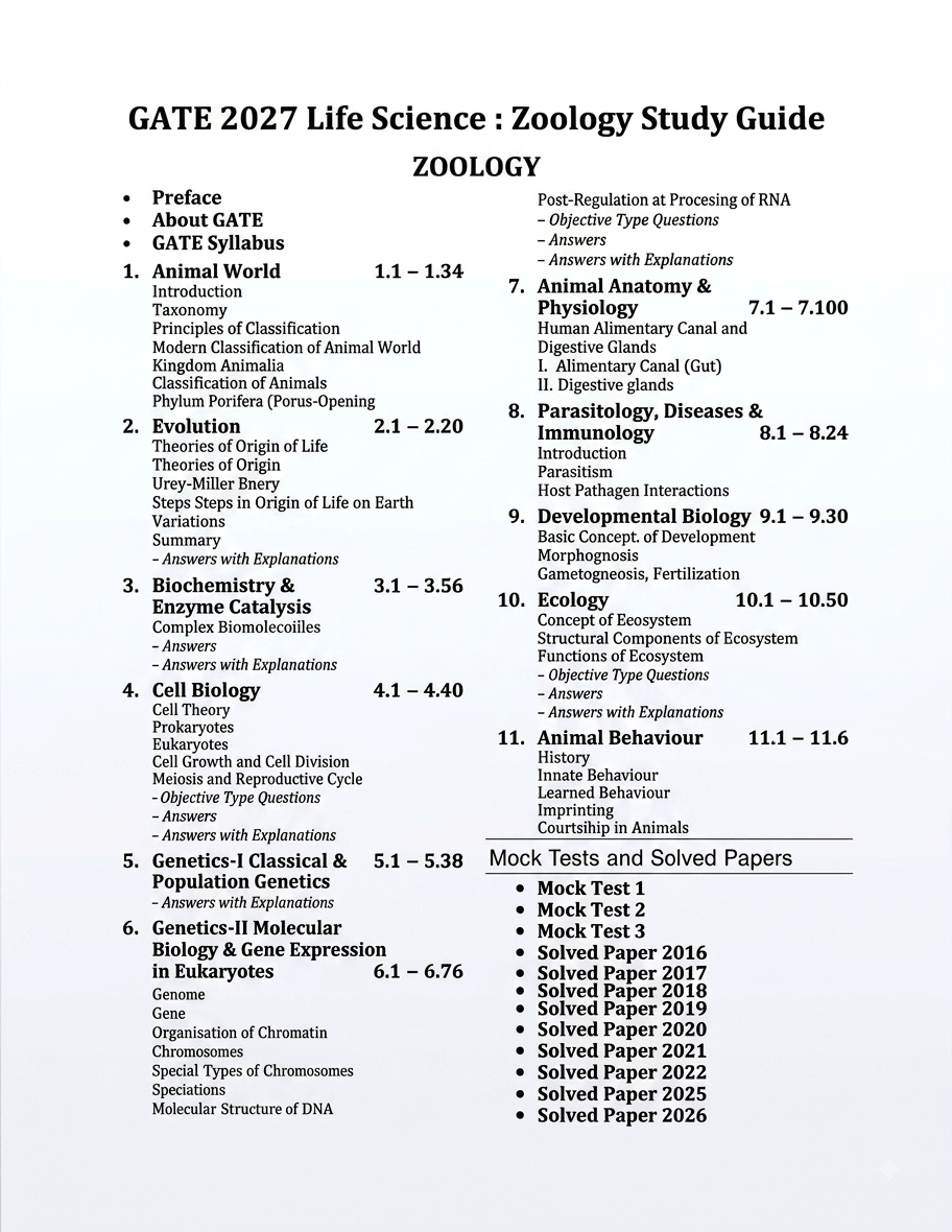 GATE-XL-T 2027: Zoology (Life Science) Study Guide by Dr. Prabhanshu Kumar & Er. Preeti Tripathi | 1650+ MCQs, MSQs & NTQs | Includes 2016-2026 Chapter-wise Solved Paper | GATE-XL-T Prep Series