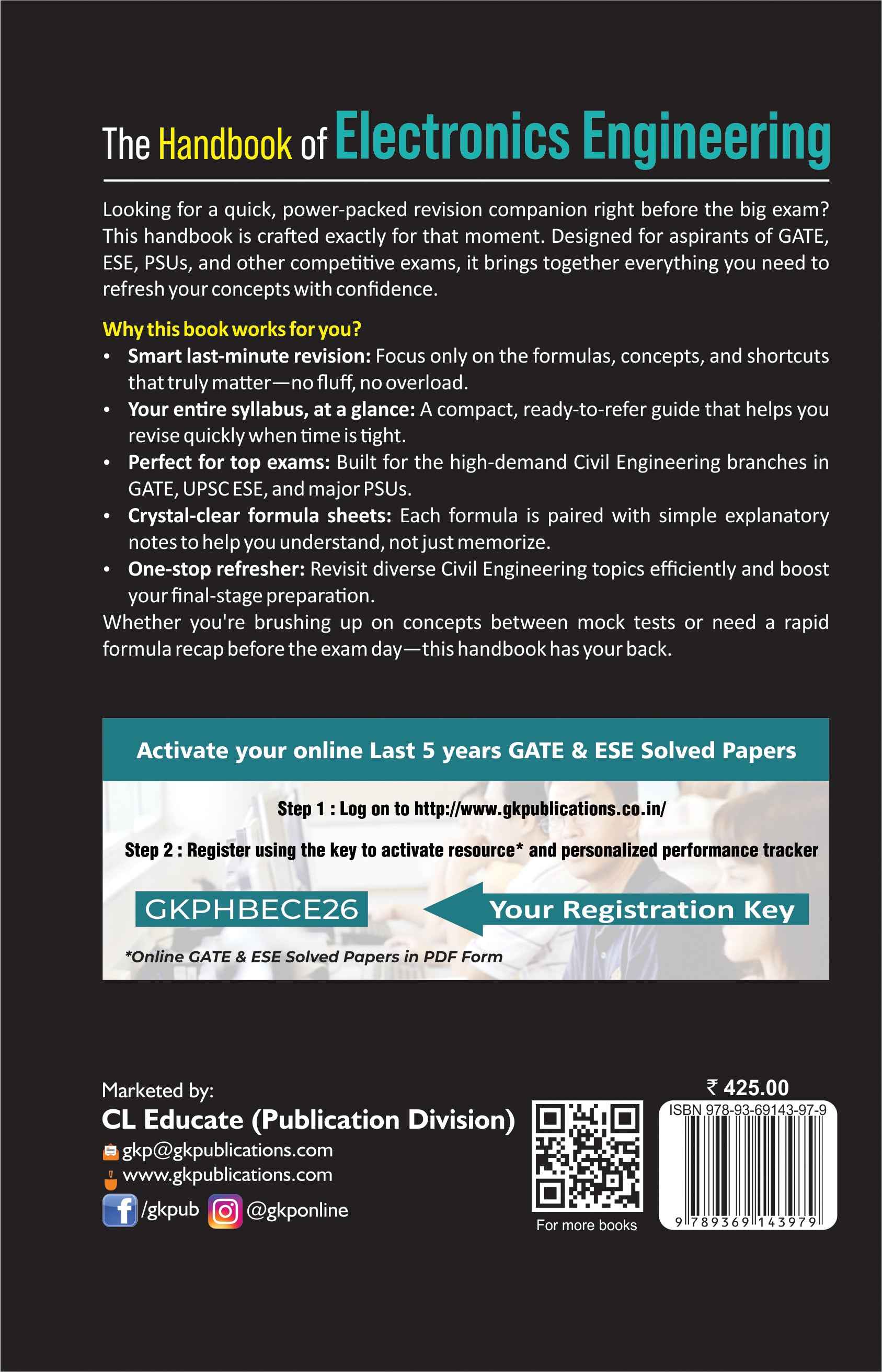 Electronics Engineering Handbook 2025 | Complete Formula & Concept Guide for GATE, UPSC ESE, SSC JE & PSUs | Quick Revision Book for Competitive Exams