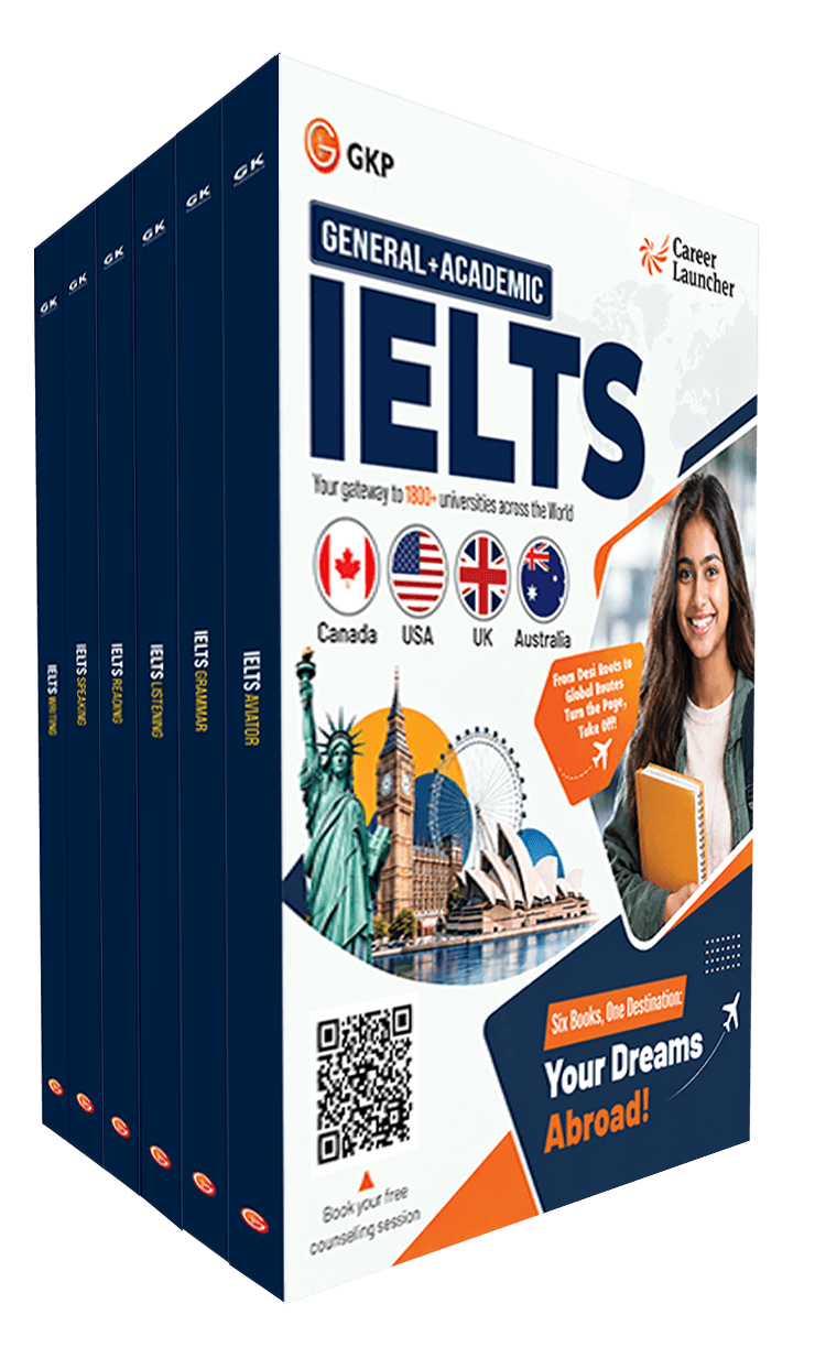 IELTS 2027: Academic & General Test Prep Books by Career Launcher | Reading, Listening, Writing, Speaking, Grammar & Aviator | Study Abroad IELTS Exam Prep (Set of 6) | Includes Free Expert Counselling