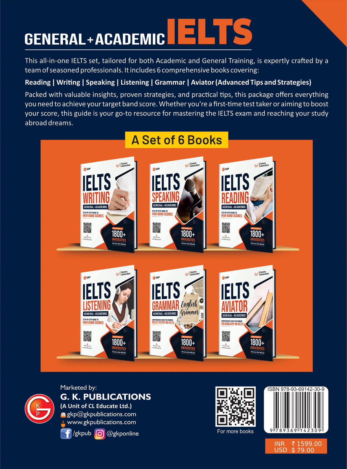 IELTS 2027: Academic & General Test Prep Books by Career Launcher | Reading, Listening, Writing, Speaking, Grammar & Aviator | Study Abroad IELTS Exam Prep (Set of 6) | Includes Free Expert Counselling