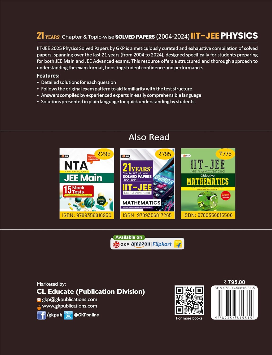 IIT-JEE 2025: Physics (Main & Advanced) - 21 Years Chapter-wise & Topic-wise Solved Papers (2004-2024) | Includes 1500+ Solved Problems & Detailed Solutions | IIT-JEE Exam Prep