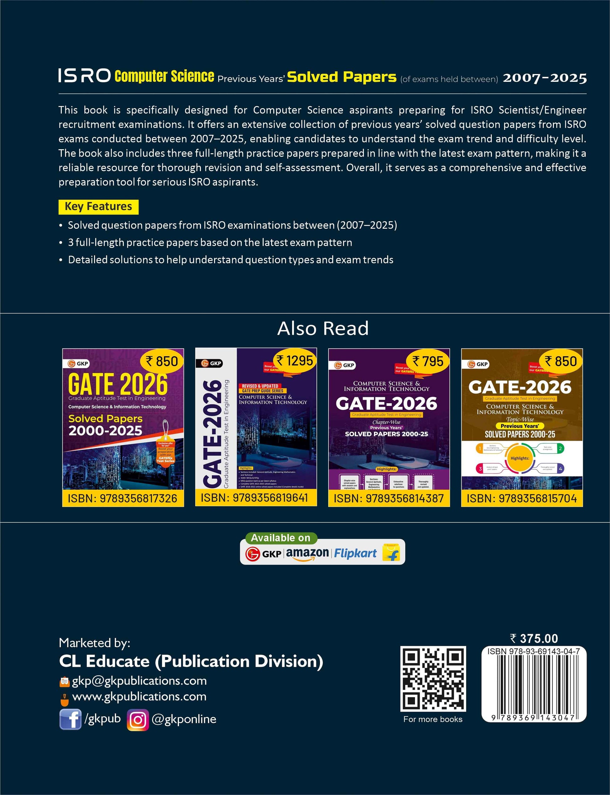 GKP ISRO 2026 Scientist/Engineer Computer Science | Previous Years’ Solved Papers 2007–2025 | CS & IT Exam Preparation Book