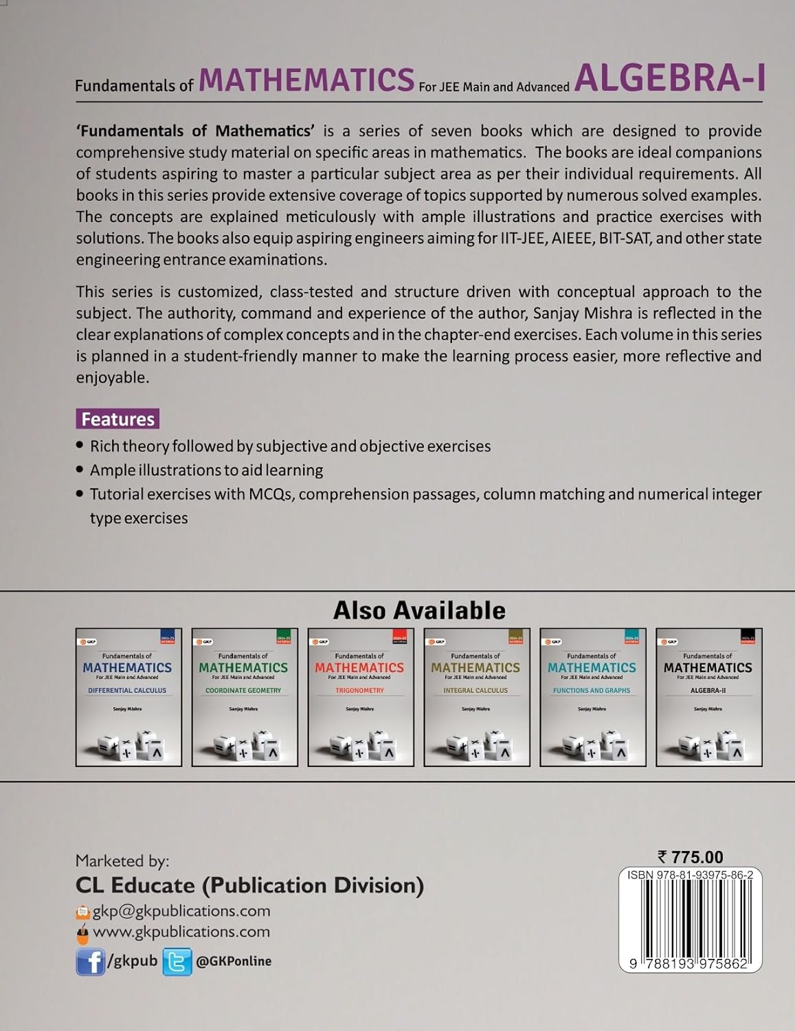 IIT-JEE 2025: Fundamentals of (Algebra Vol-1) Mathematics for JEE Main & Advanced | By Sanjay Mishra | Also Useful for BITSAT, AIEEE & Engineering Entrance Exams