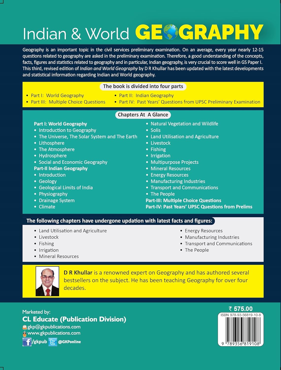 UPSC: Indian & World Geography - Study Guide | By D.R. Khullar | For UPSC Civil Services Prelims Exam | 3rd Edition | Crack UPSC Series