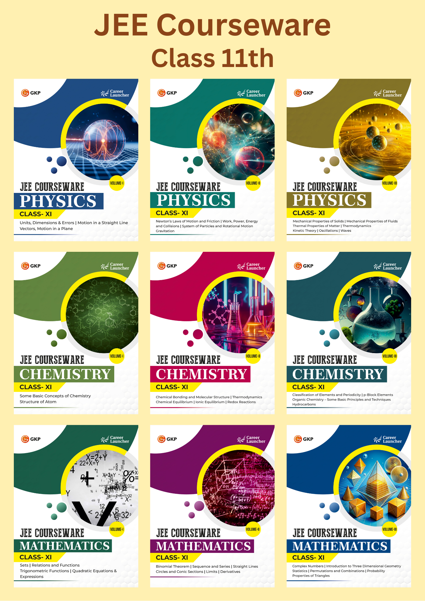IIT-JEE Courseware Class-11 (Set of 9): Physics, Chemistry & Maths - (3 Volume Each) | JEE/Olympiad Prep Books | Class-11 Early JEE Preparation | Career Launcher