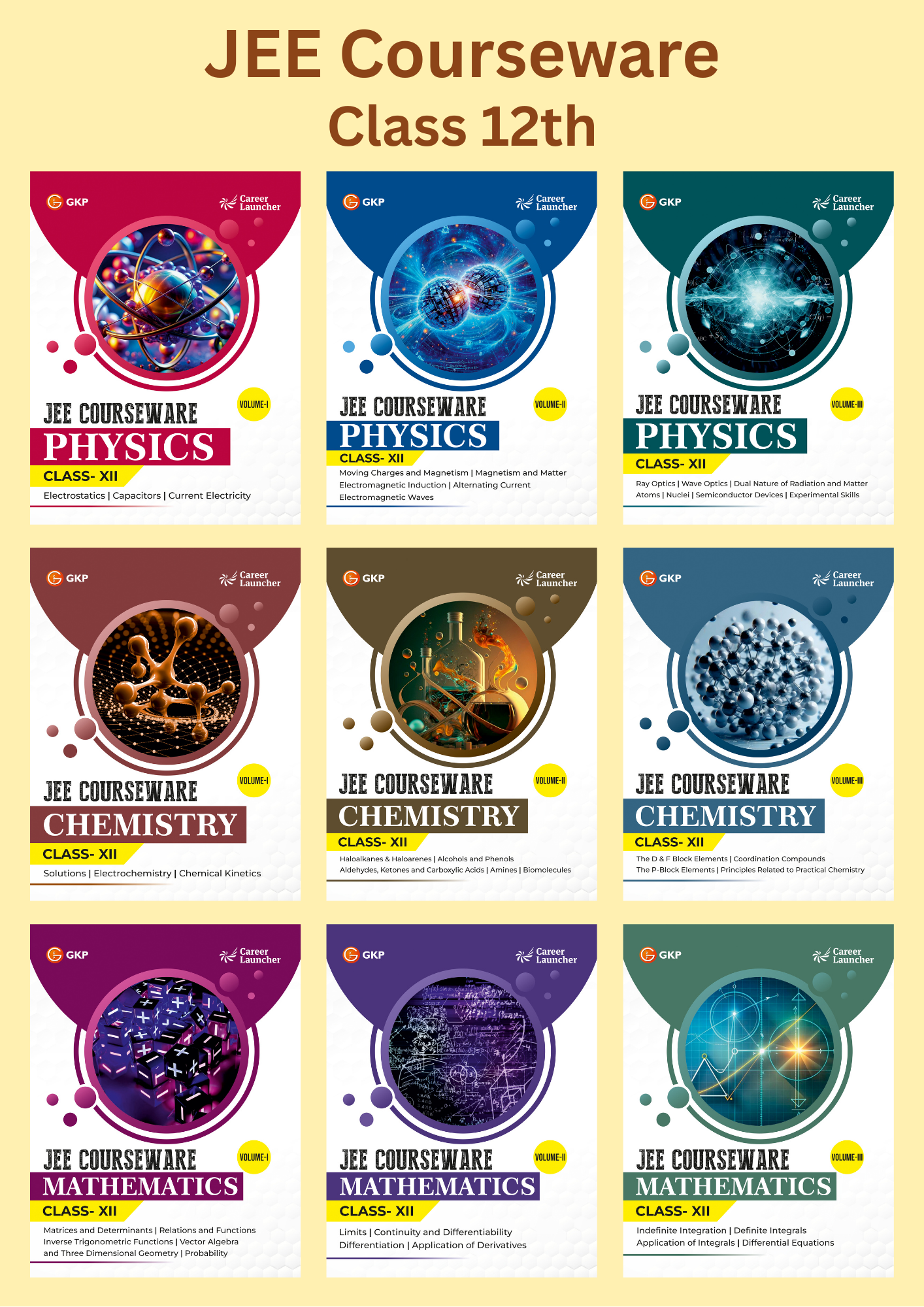 IIT-JEE Courseware Class-12 (Set of 9): Physics, Chemistry & Maths - (3 Volume Each) | JEE/Olympiad Prep Books | Class-12 Early JEE Preparation | Career Launcher