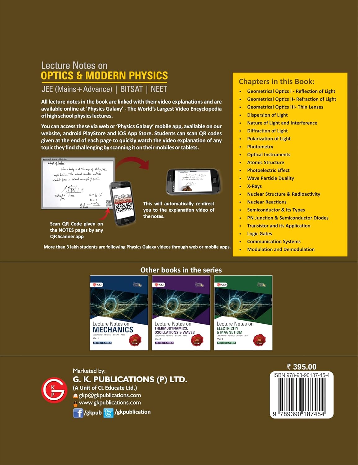 Physics Galaxy Lecture Notes on Optics & Modern Physics (Vol-4) | For JEE Mains & Advanced, BITSAT, NEET | By Ashish Arora | All Notes With Video Explanations | IIT-JEE Exam Prep