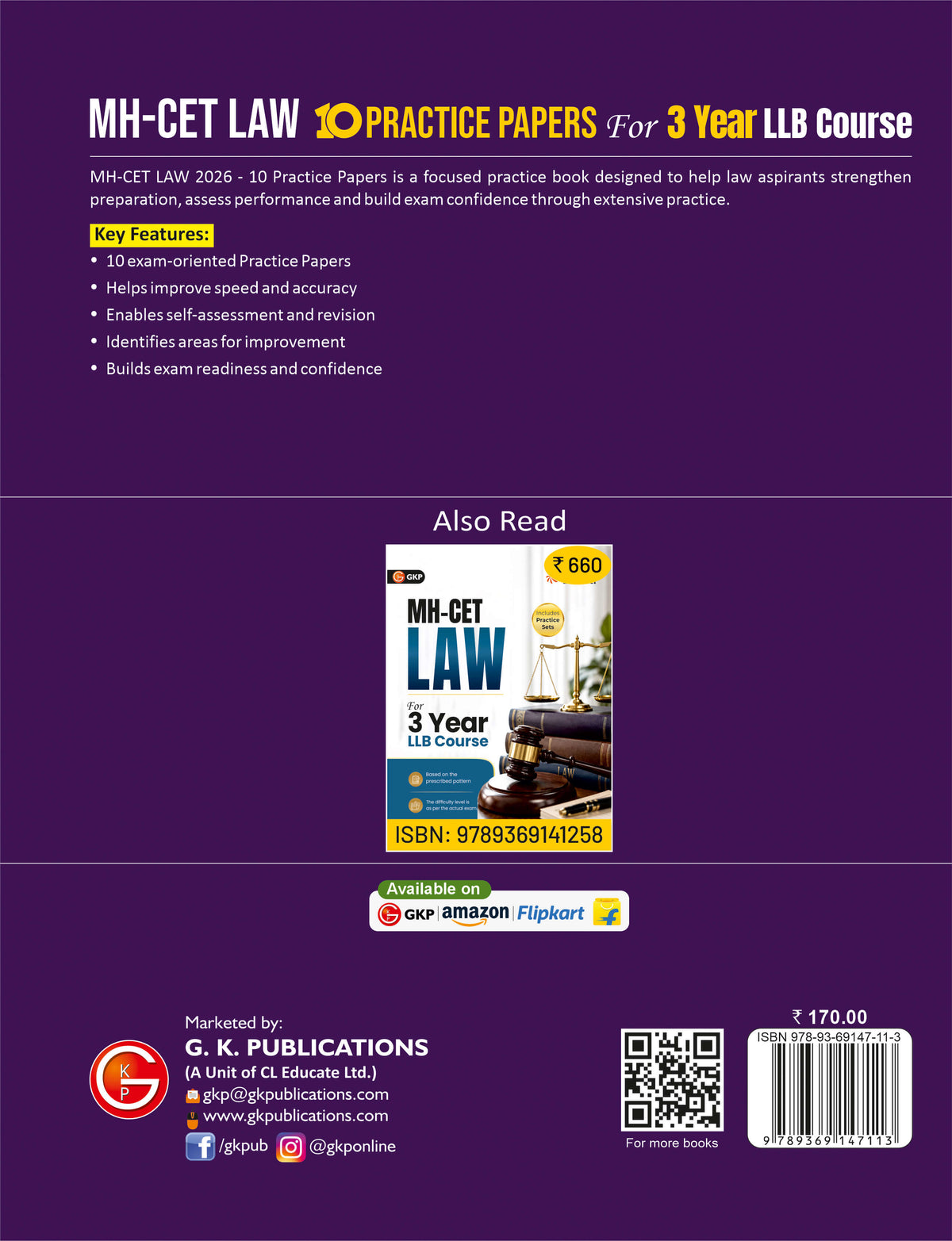 MH-CET Law 2027 - 10 Practice Papers (3 Year LLB Course) | Full-Length Practice Papers with Detailed Solutions for Maharashtra Common Entrance Test & Other Law PG Entrance Exams | Career Launcher