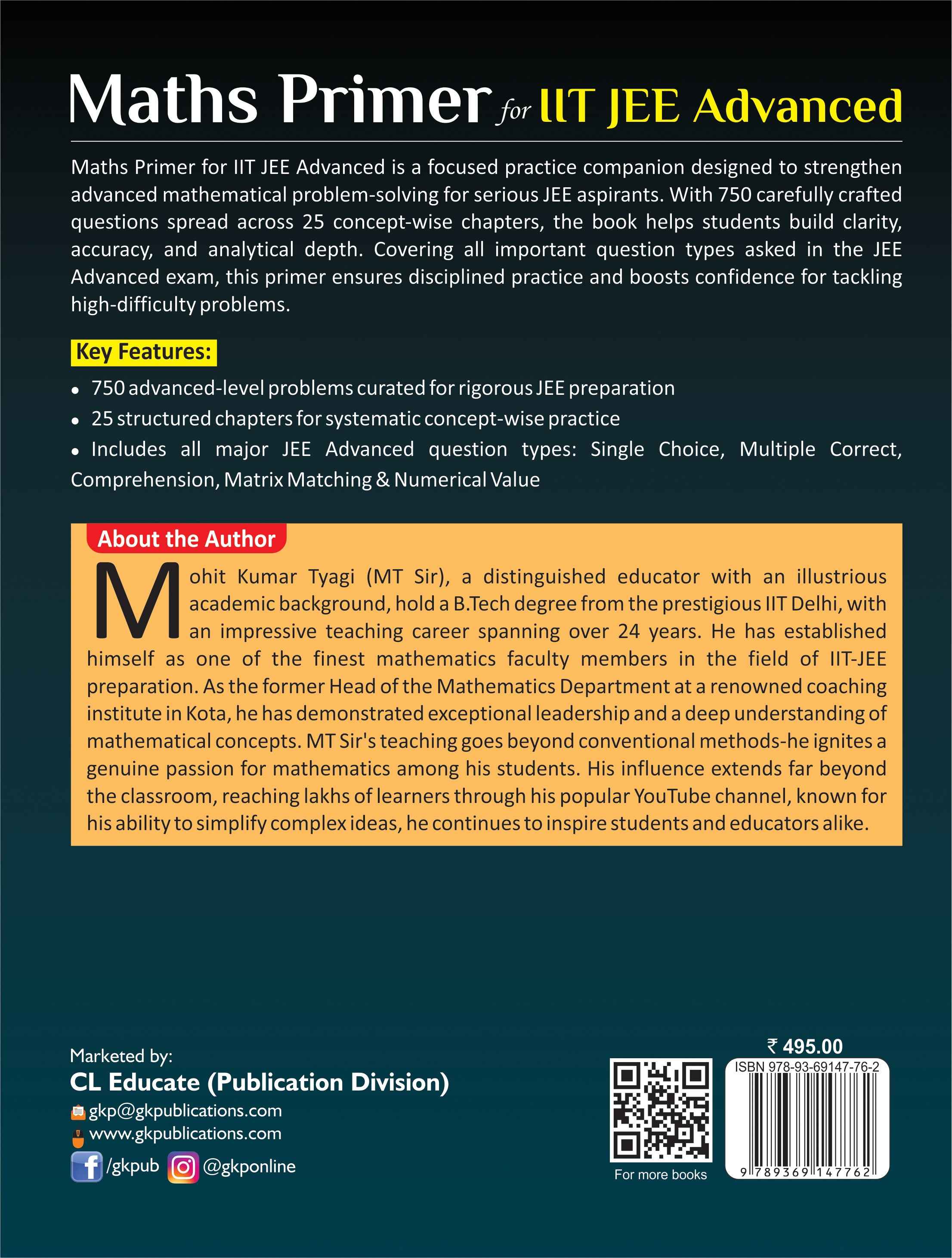 Maths Primer for IIT JEE Advanced | 750 Practice Questions | Concept-Wise Advanced Problem Solving | By Mohit Tyagi