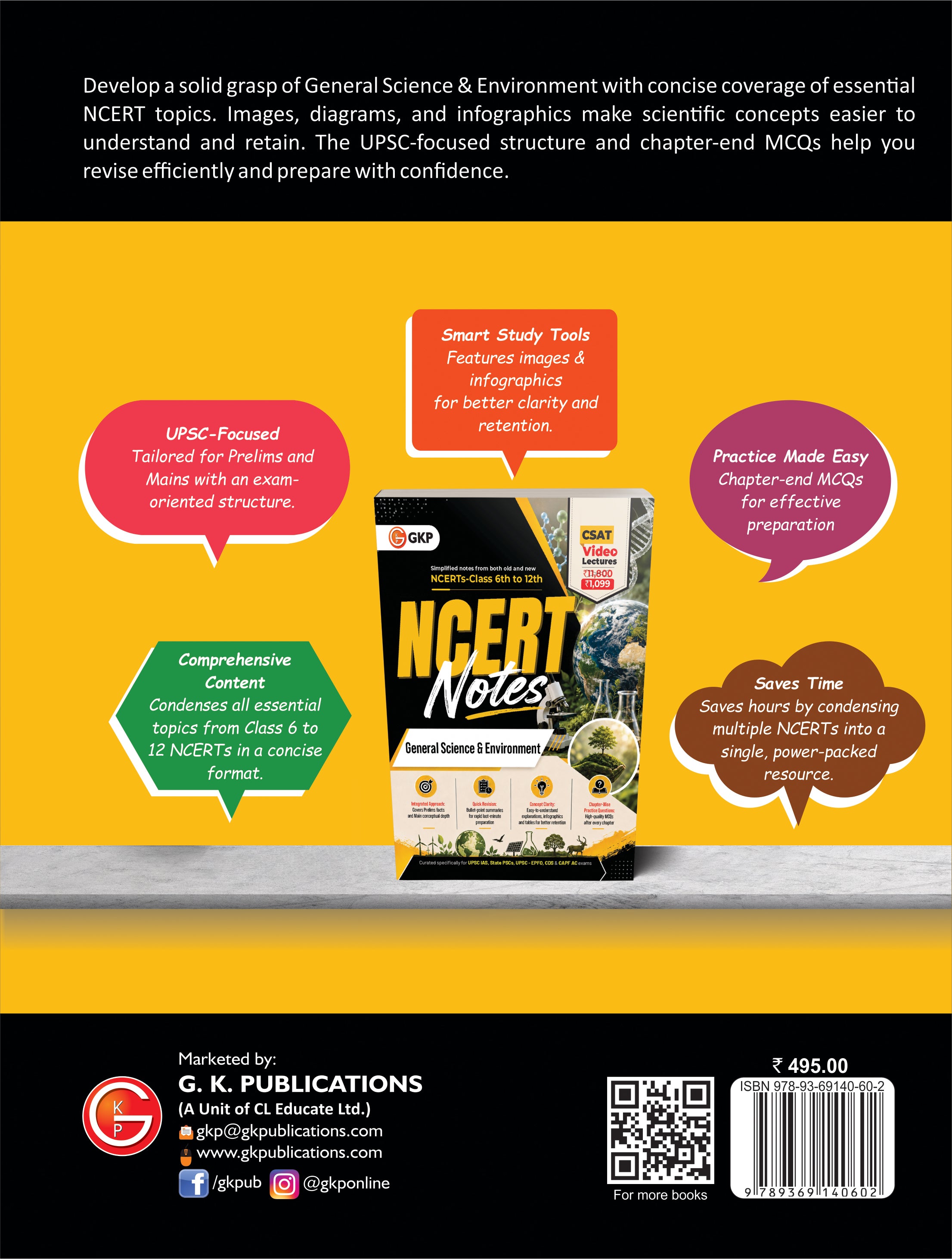 NCERT Notes 2026 : Class 6 to 12 General Science & Environment by GKP