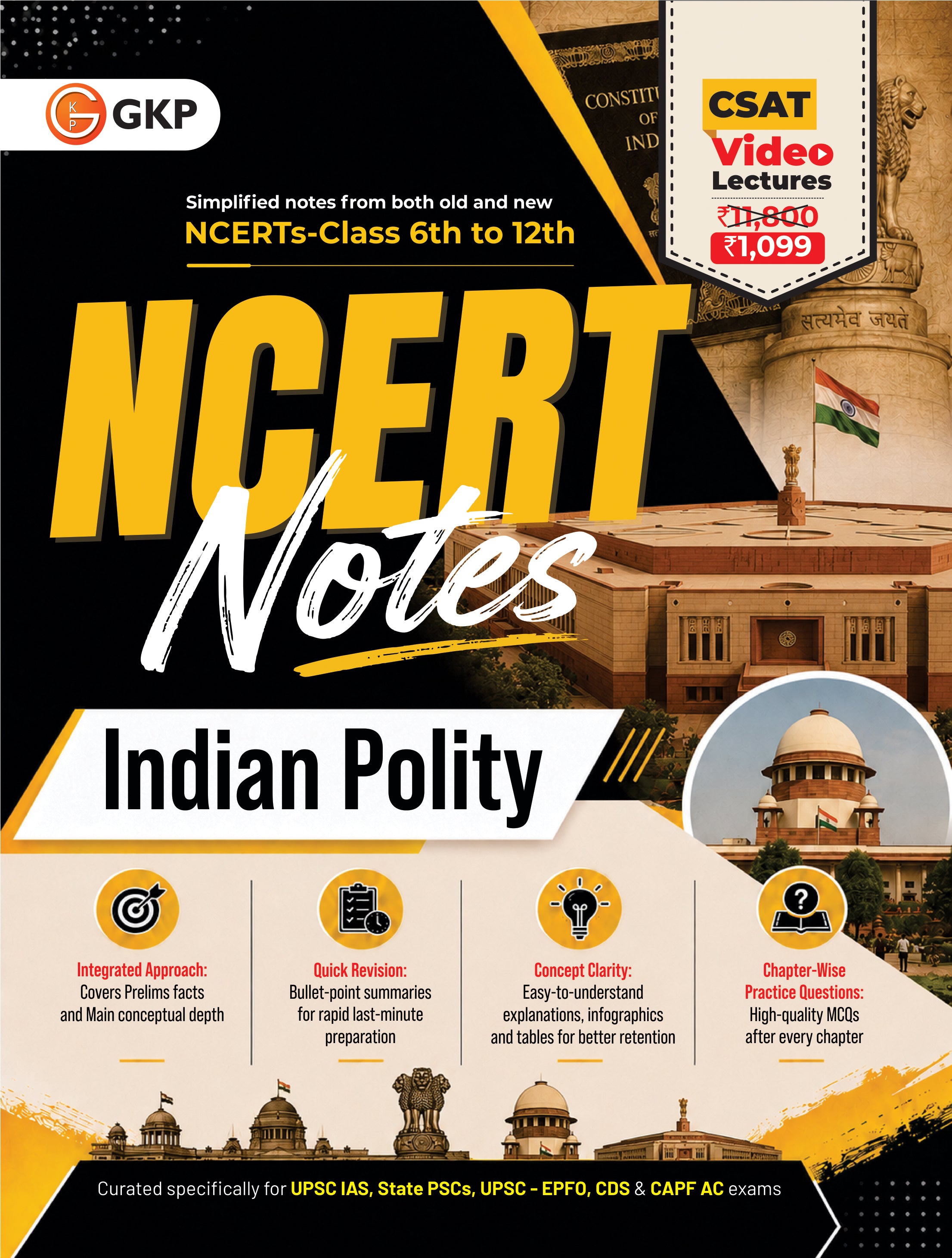 NCERT Notes 2026 : Class 6 to 12 Indian Polity by GKP