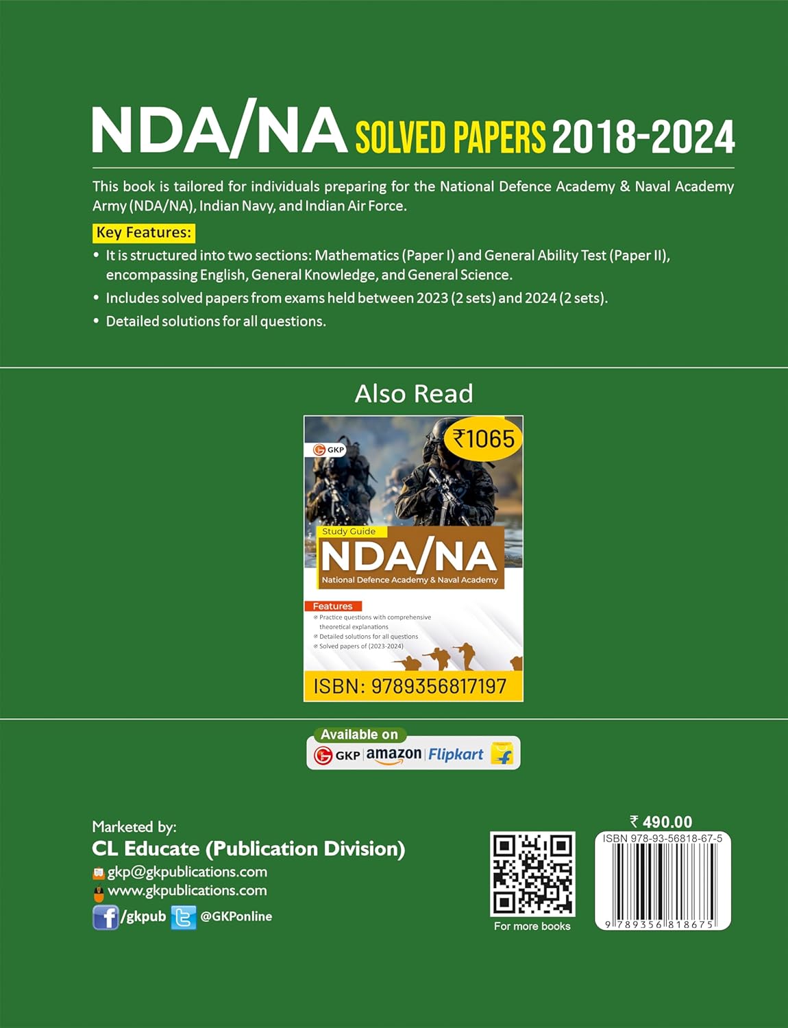 NDA/NA 2025 : Solved Papers of 2018 to 2024 | 2nd Edition | Detailed Solutions & Structured Sections | National Defence & Naval Academy Exam
