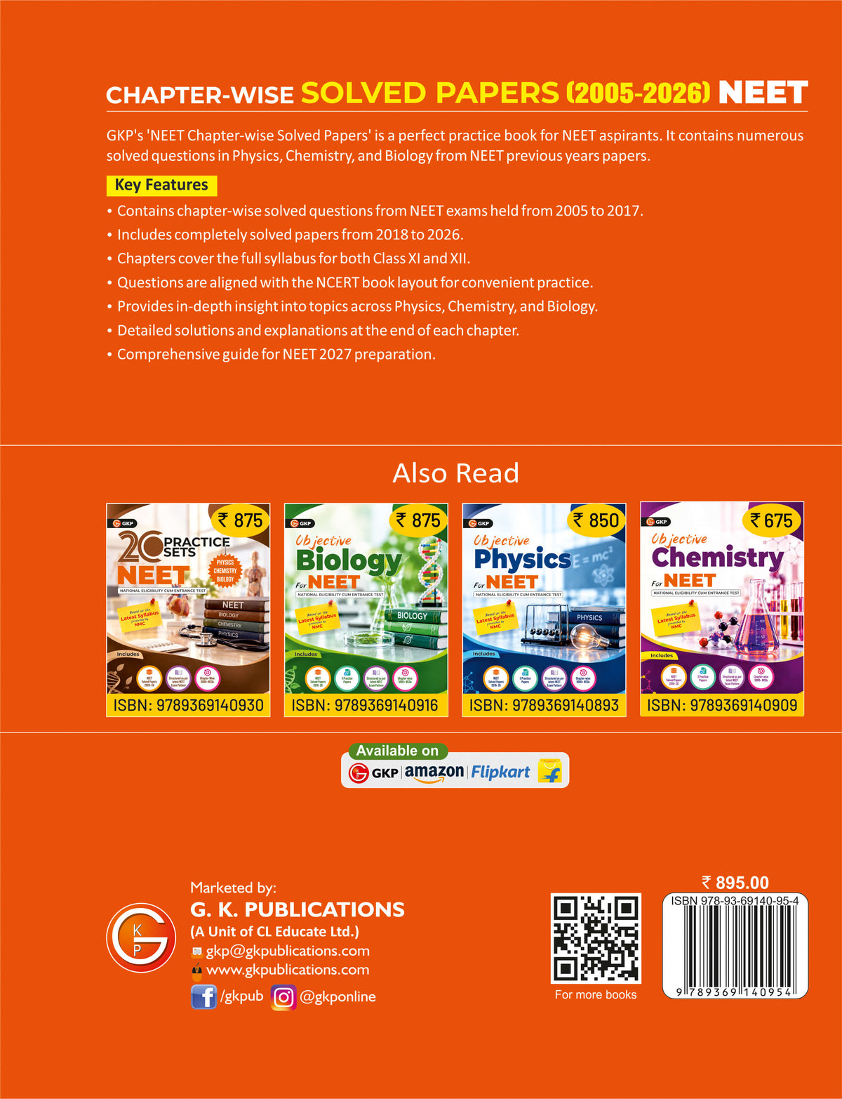 NEET 2027 : Class 11 & 12 Chapter-wise Solved Papers (2026 to 2005) | 9 Years Solved Papers (2026 to 2018) & 13 Years Chapter-wise Papers (2017-2005) | 3 Practice Papers with 5000+ MCQs | NEET 2027 Practice Prep by GKP