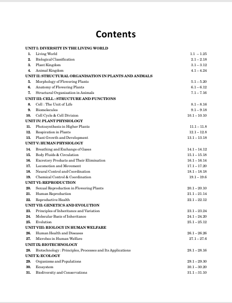 NEET 2027 : Objective Biology Study Guide – table of contents, page 1