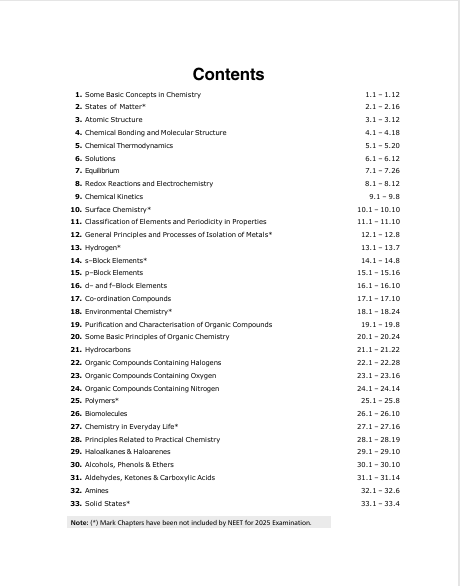 NEET 2027 : Objective Chemistry Study Guide – table of contents, page 1