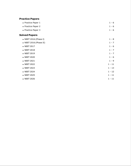 NEET 2027 : Objective Chemistry Study Guide – table of contents, page 2